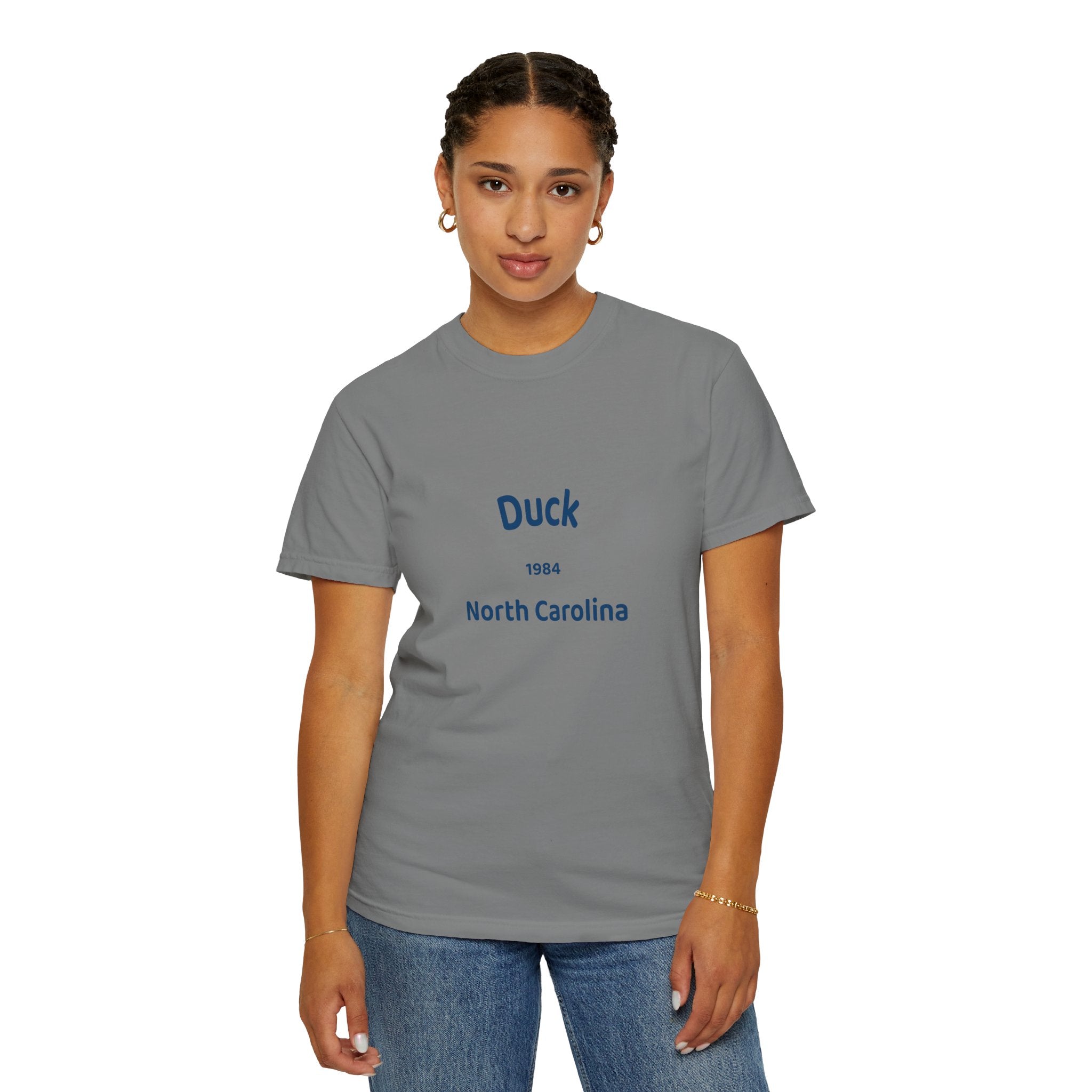 Garment-Dyed T-Shirt with Duck North Carolina Design, Casual Tee, Unisex Fashion, Birthday Gift, Summer Style, Unique Souvenir