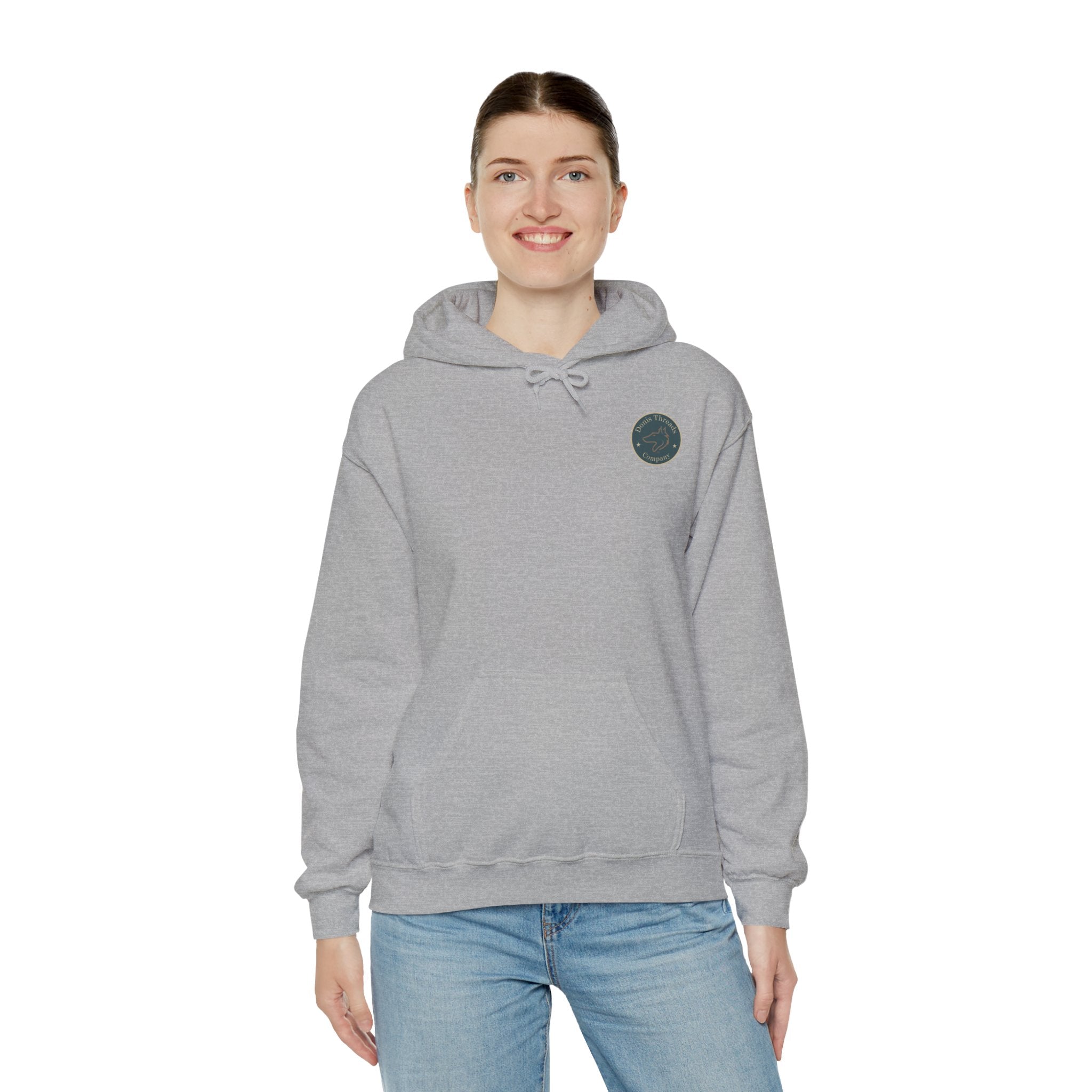 Donis Threads Company Cozy Hooded Sweatshirt, Perfect for Casual Outings, Gifting, Fall/Winter Wear, Unique Graphic Design