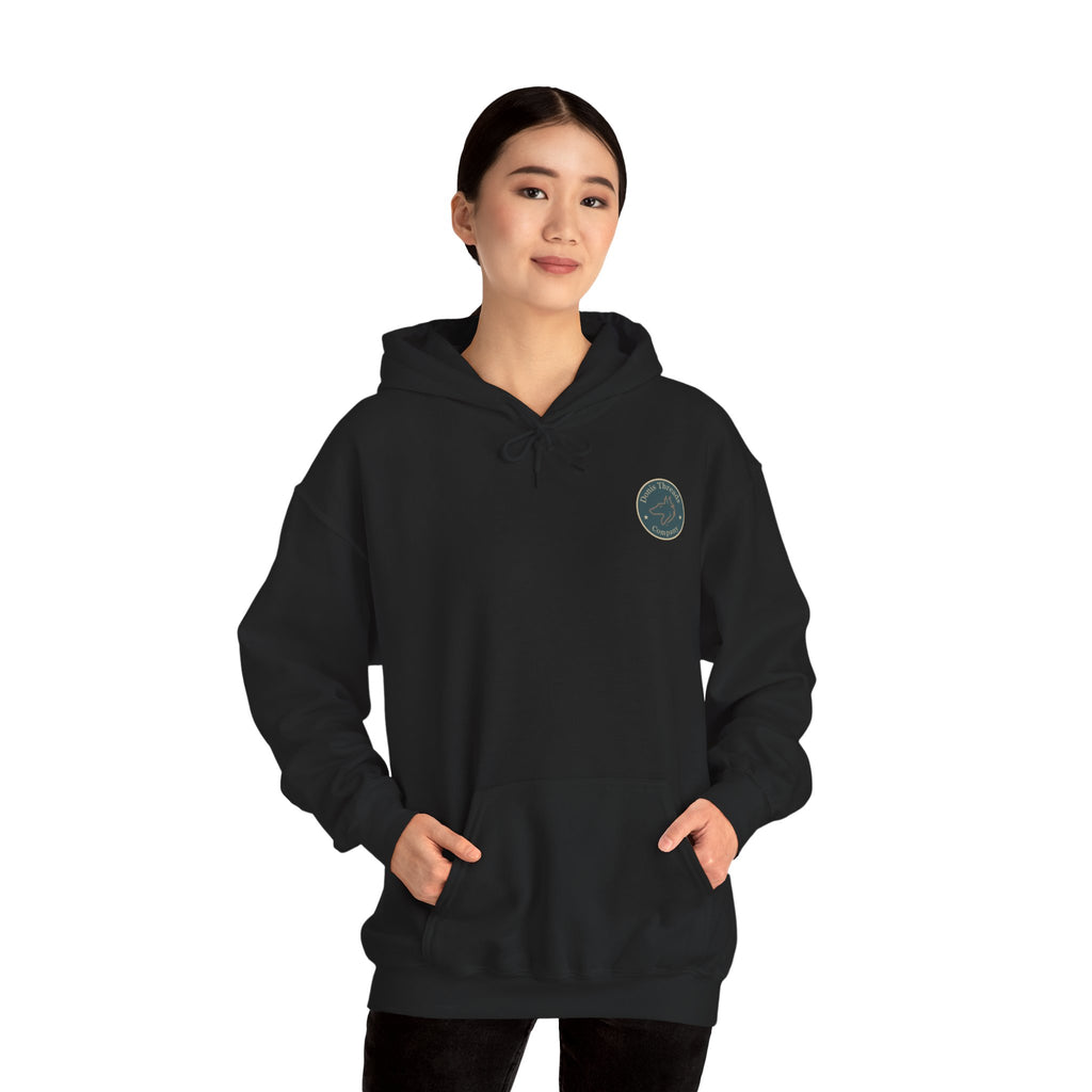 Donis Threads Company Cozy Hooded Sweatshirt, Perfect for Casual Outings, Gifting, Fall/Winter Wear, Unique Graphic Design