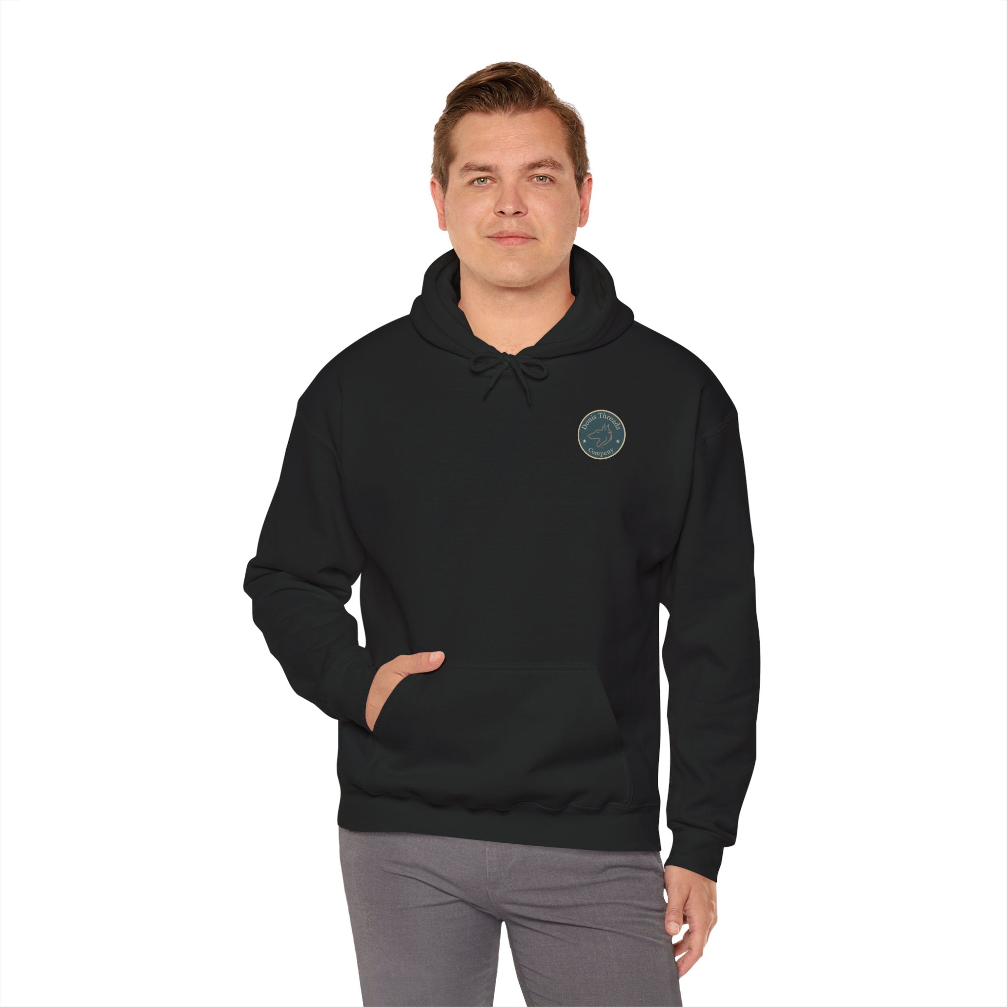 Donis Threads Company Cozy Hooded Sweatshirt, Perfect for Casual Outings, Gifting, Fall/Winter Wear, Unique Graphic Design