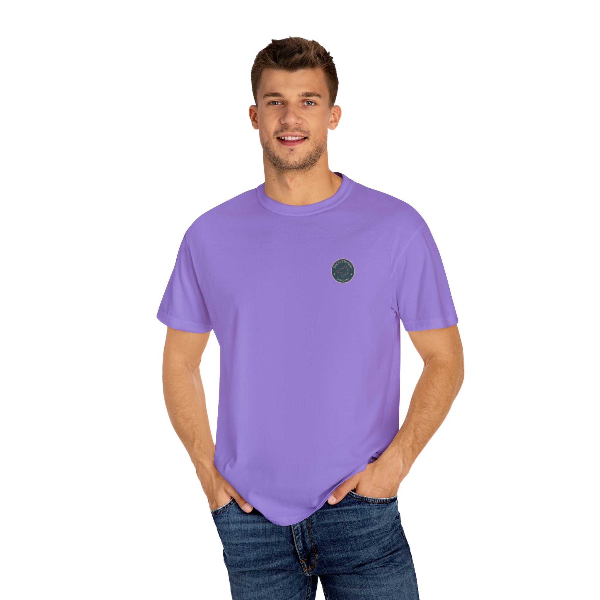 Donis Threads Company Logo, Garment-Dyed T-Shirt, Unisex Casual Tee, Soft Cotton Tee, Vintage Style Shirt, Everyday Wear, Eco-Friendly Apparel