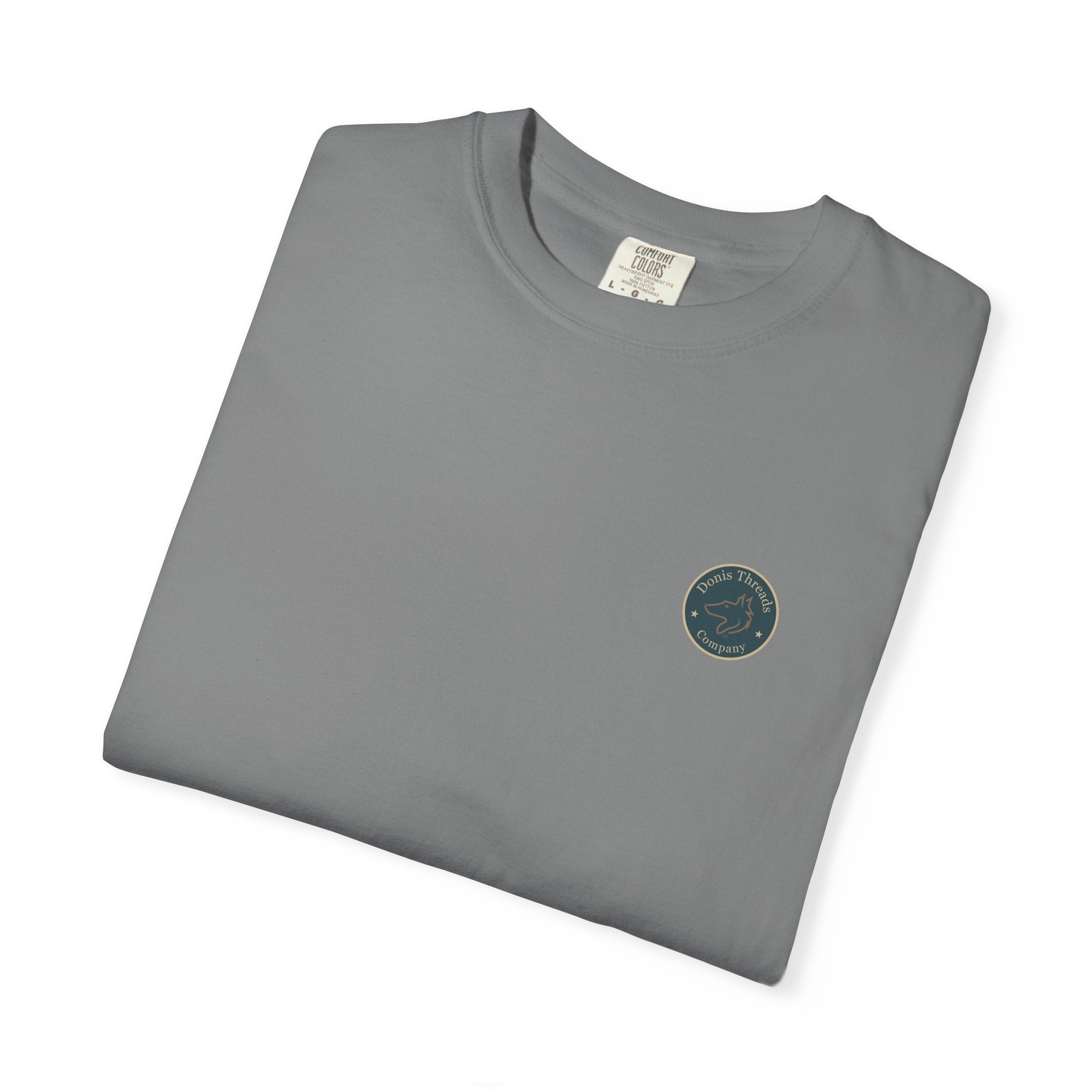 Donis Threads Company Logo, Garment-Dyed T-Shirt, Unisex Casual Tee, Soft Cotton Tee, Vintage Style Shirt, Everyday Wear, Eco-Friendly Apparel