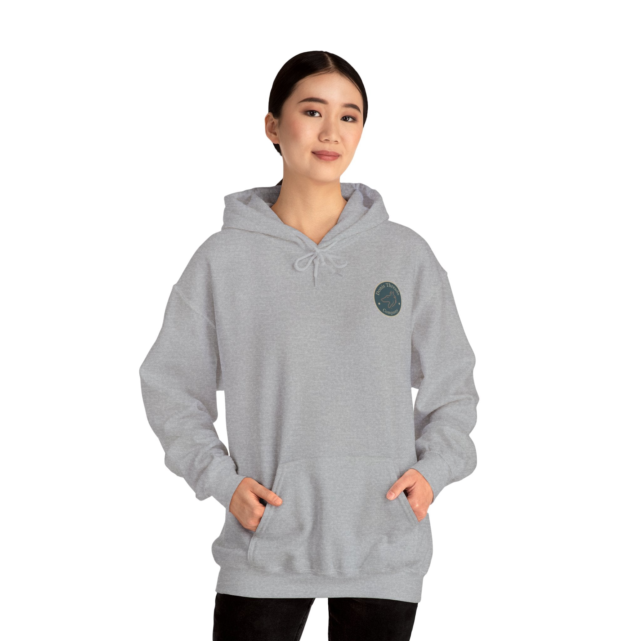 Donis Threads Company Cozy Hooded Sweatshirt, Perfect for Casual Outings, Gifting, Fall/Winter Wear, Unique Graphic Design
