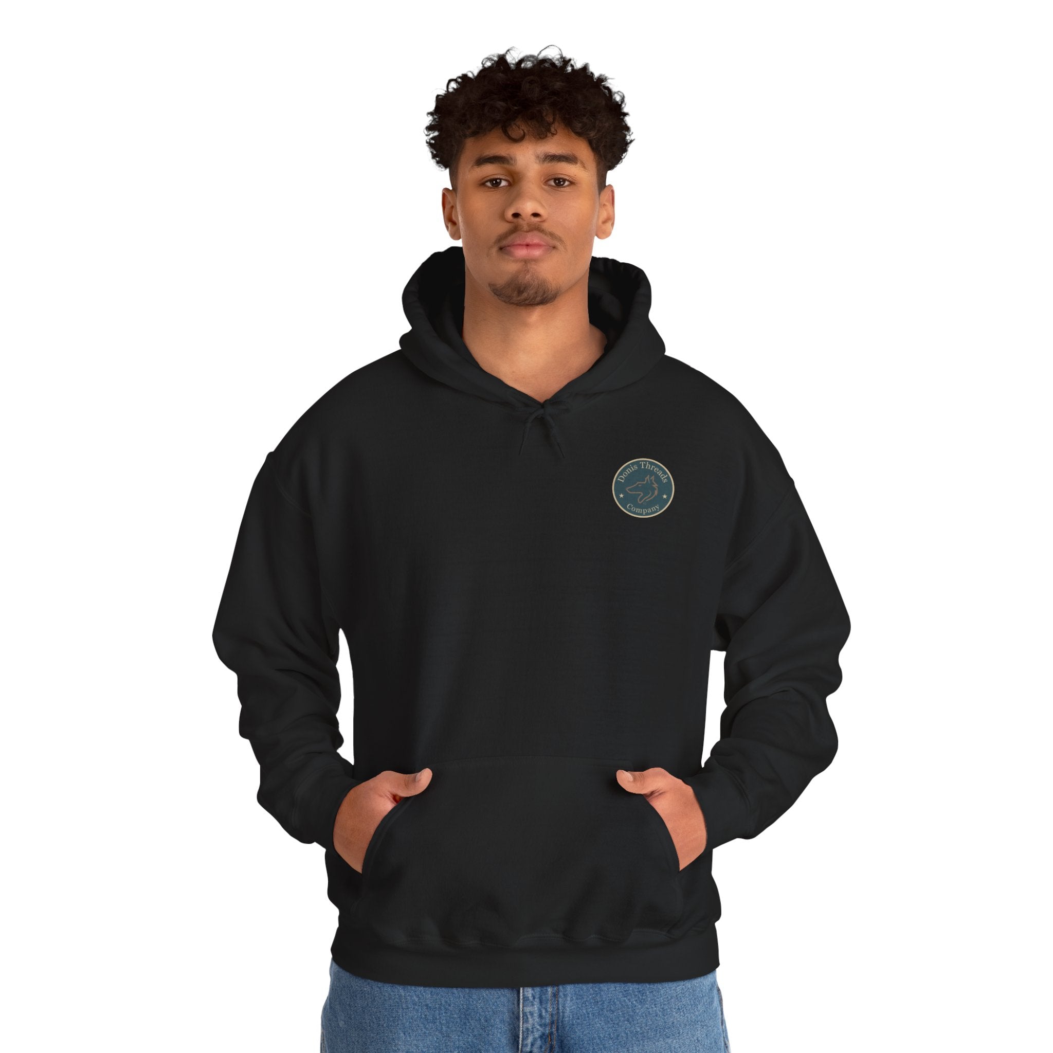Donis Threads Company Cozy Hooded Sweatshirt, Perfect for Casual Outings, Gifting, Fall/Winter Wear, Unique Graphic Design