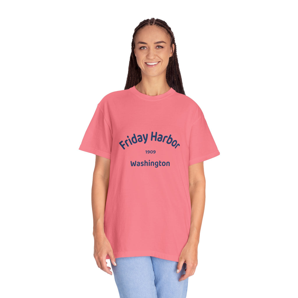 Friday Harbor Unisex Garment-Dyed T-shirt, Casual Wear, Travel Souvenir, Gift for Him/Her, Vintage Style Tee