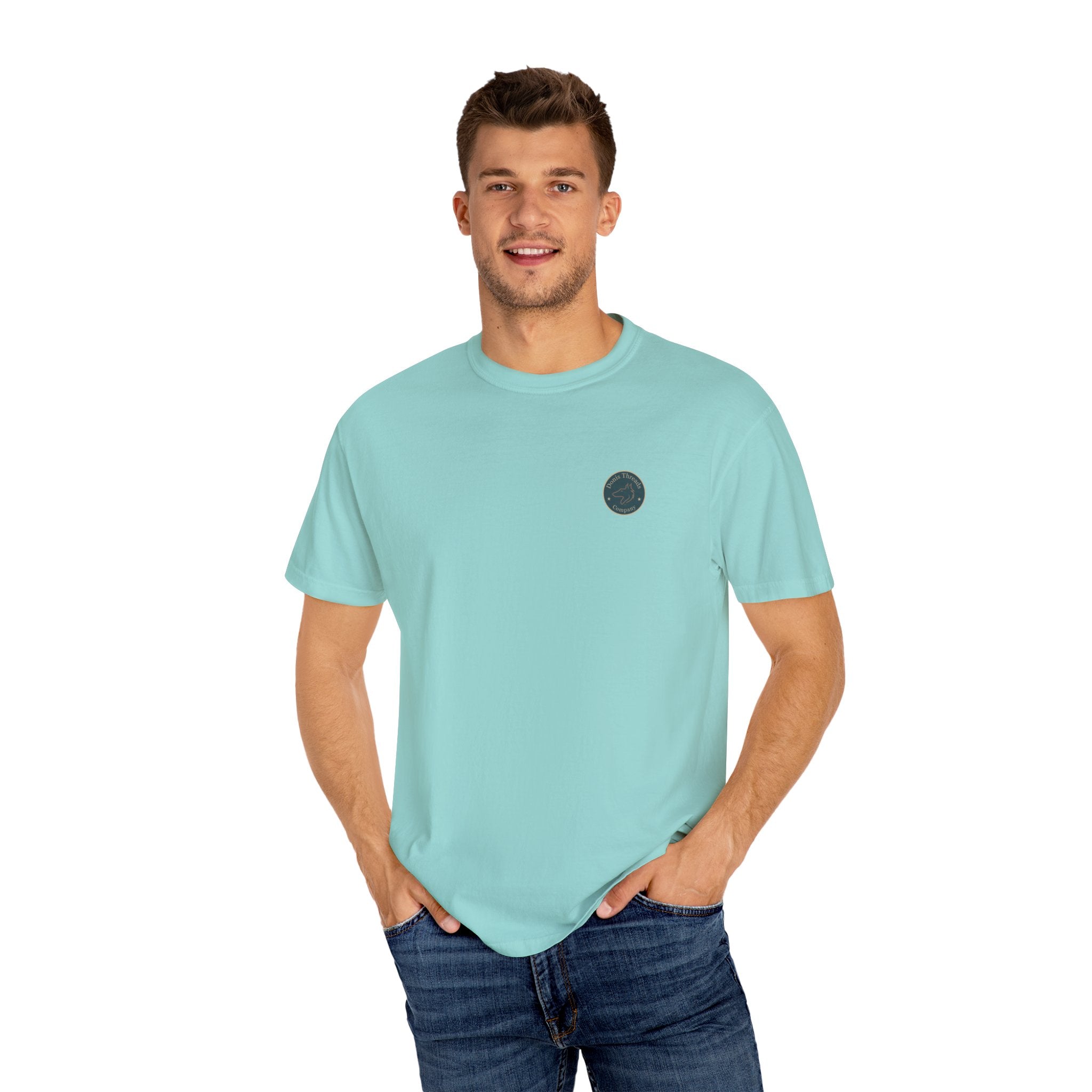 Donis Threads Company Logo, Garment-Dyed T-Shirt, Unisex Casual Tee, Soft Cotton Tee, Vintage Style Shirt, Everyday Wear, Eco-Friendly Apparel