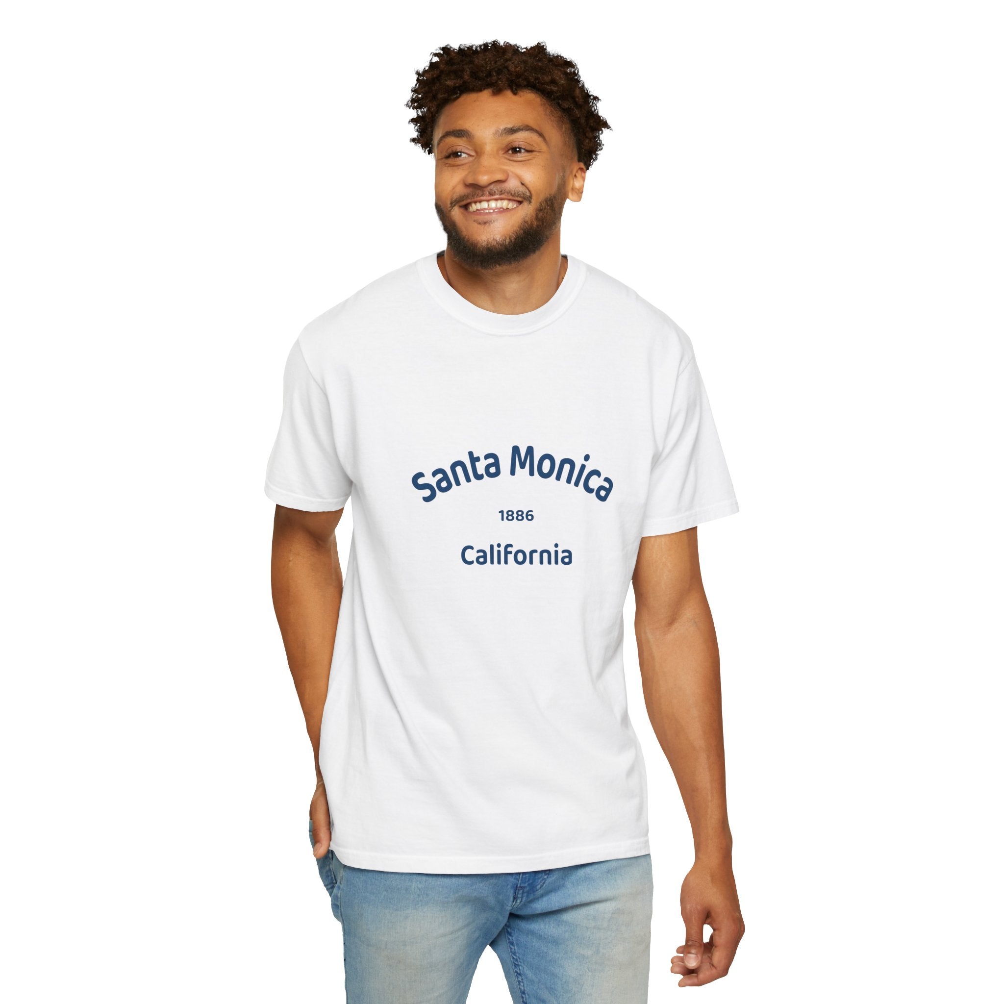 Santa Monica Garment-Dyed T-Shirt, Unisex Casual Wear, Beach Vacation Tee, Coastal Destination Apparel, Summer Souvenir