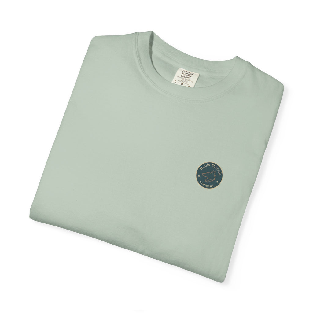 Donis Threads Company Logo, Garment-Dyed T-Shirt, Unisex Casual Tee, Soft Cotton Tee, Vintage Style Shirt, Everyday Wear, Eco-Friendly Apparel