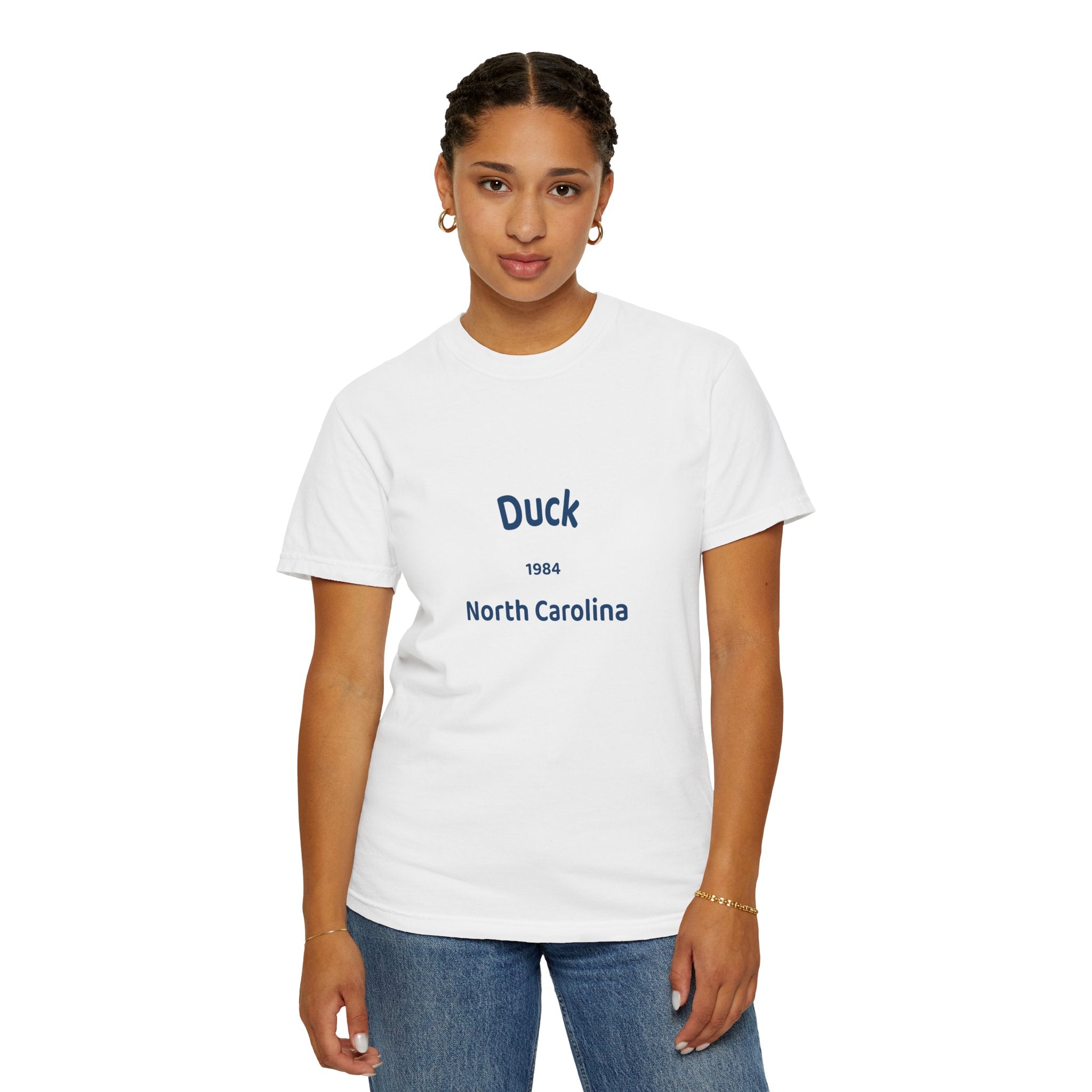 Garment-Dyed T-Shirt with Duck North Carolina Design, Casual Tee, Unisex Fashion, Birthday Gift, Summer Style, Unique Souvenir