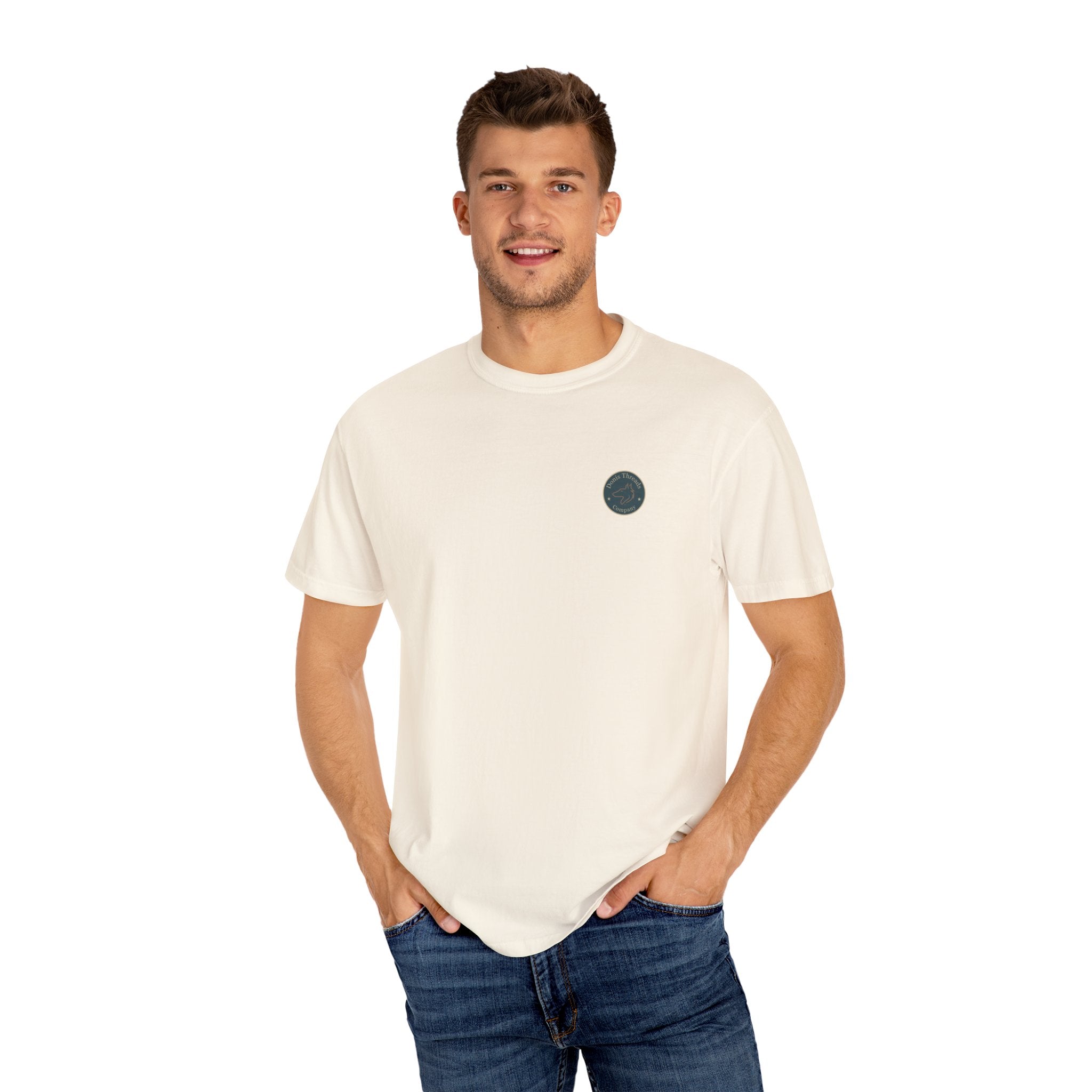 Donis Threads Company Logo, Garment-Dyed T-Shirt, Unisex Casual Tee, Soft Cotton Tee, Vintage Style Shirt, Everyday Wear, Eco-Friendly Apparel