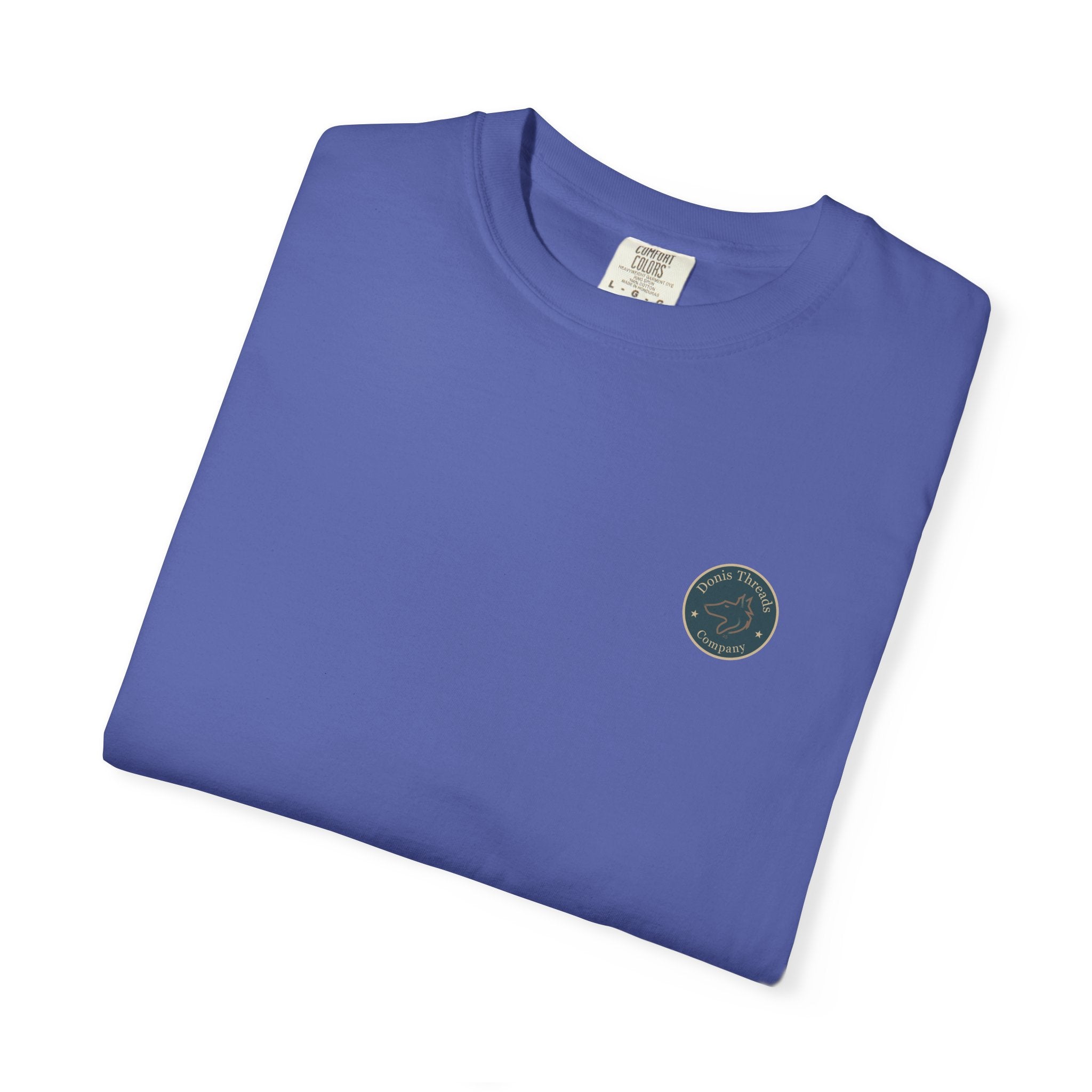 Donis Threads Company Logo, Garment-Dyed T-Shirt, Unisex Casual Tee, Soft Cotton Tee, Vintage Style Shirt, Everyday Wear, Eco-Friendly Apparel