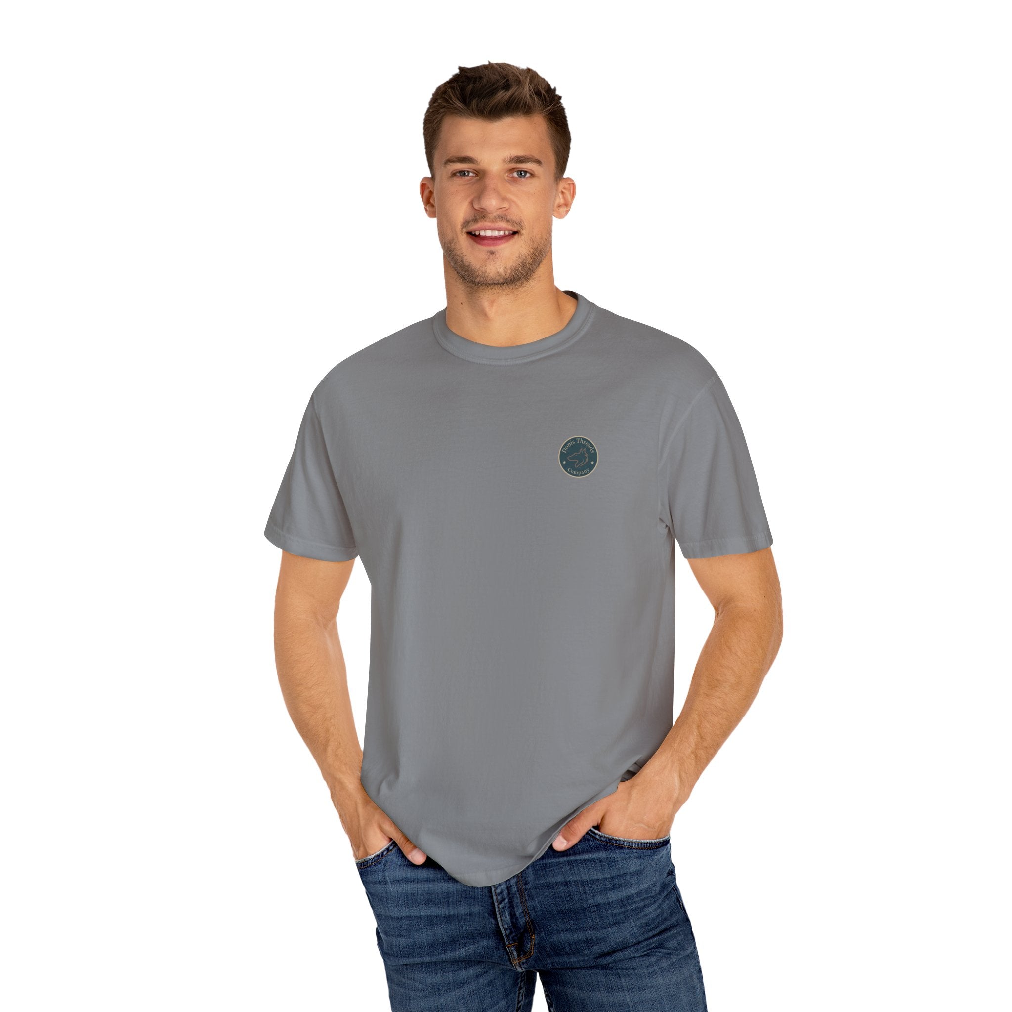 Donis Threads Company Logo, Garment-Dyed T-Shirt, Unisex Casual Tee, Soft Cotton Tee, Vintage Style Shirt, Everyday Wear, Eco-Friendly Apparel