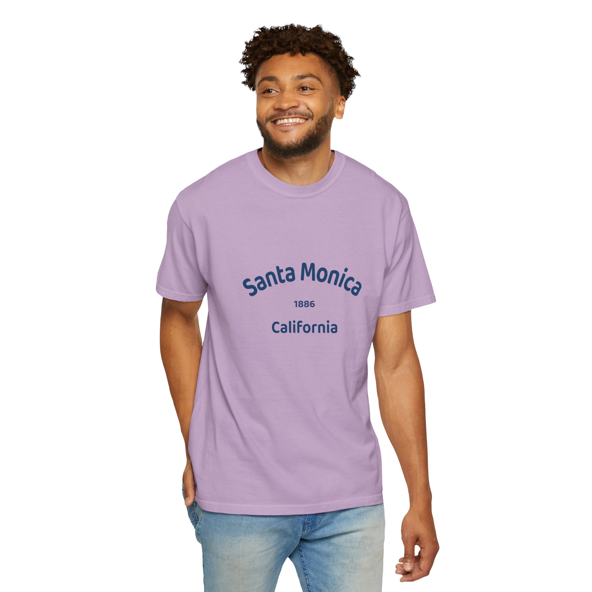 Santa Monica Garment-Dyed T-Shirt, Unisex Casual Wear, Beach Vacation Tee, Coastal Destination Apparel, Summer Souvenir