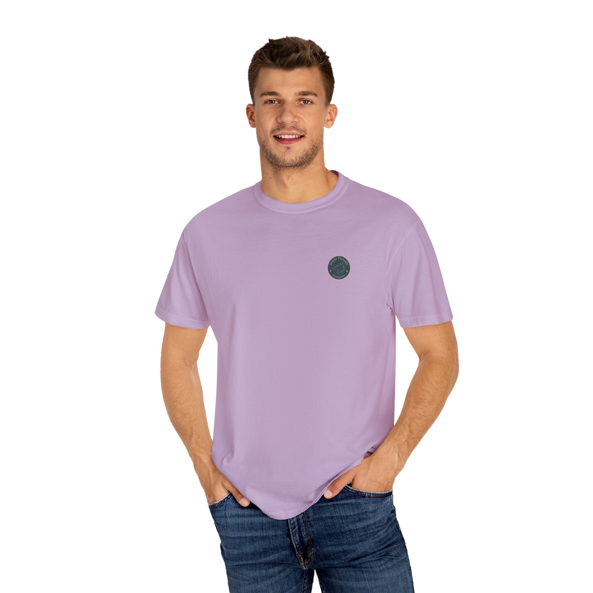 Donis Threads Company Logo, Garment-Dyed T-Shirt, Unisex Casual Tee, Soft Cotton Tee, Vintage Style Shirt, Everyday Wear, Eco-Friendly Apparel