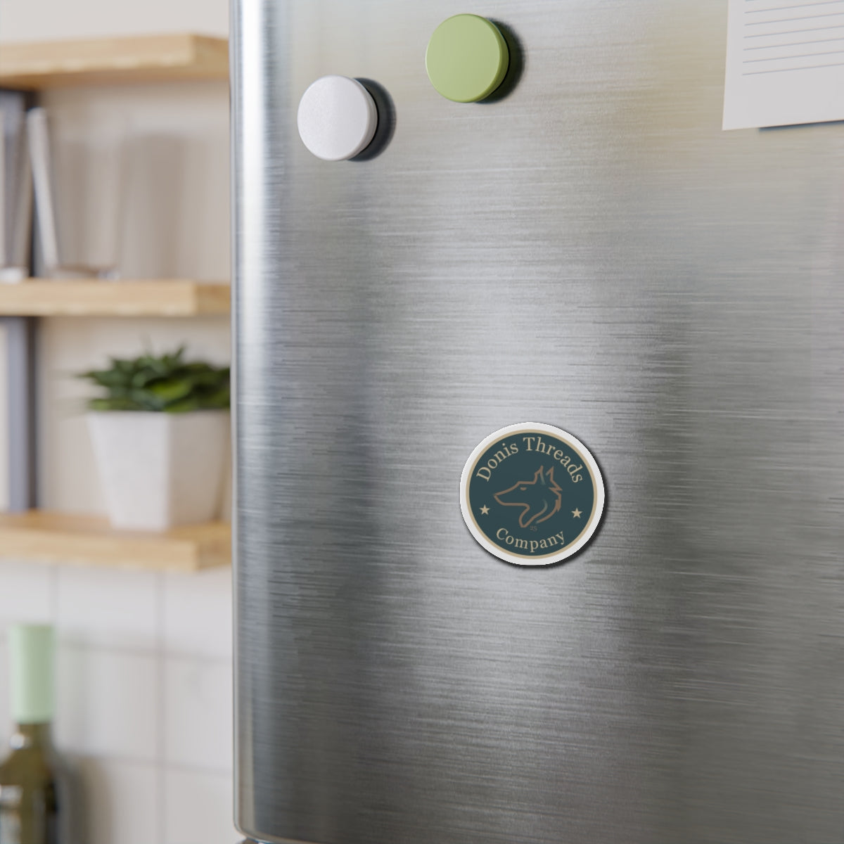 Donis Threads Company Logo Die-Cut Magnets with DTC Wolf Logo Design, Perfect for Home Decor, Gifts, Fridge Accessories, Pet Lovers, Personalized Decor