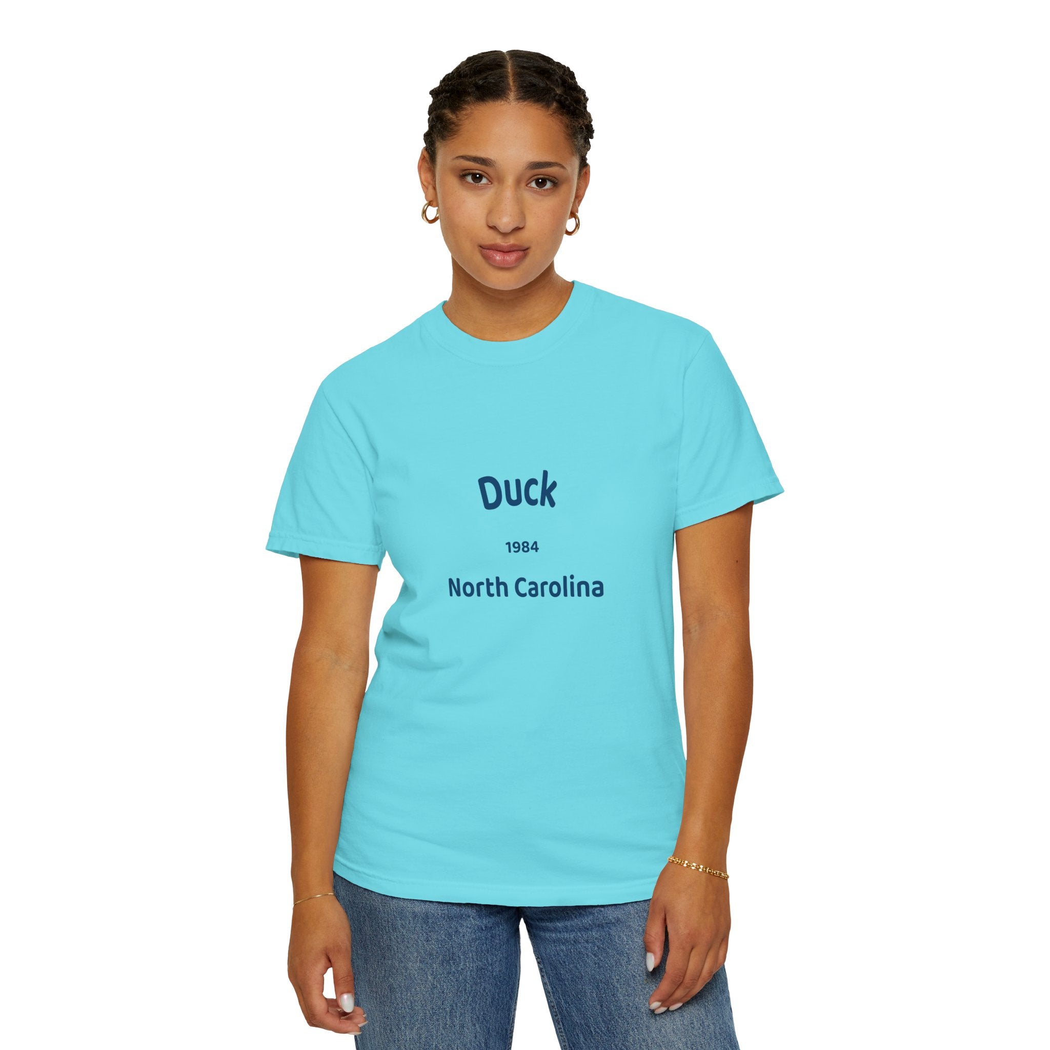 Garment-Dyed T-Shirt with Duck North Carolina Design, Casual Tee, Unisex Fashion, Birthday Gift, Summer Style, Unique Souvenir