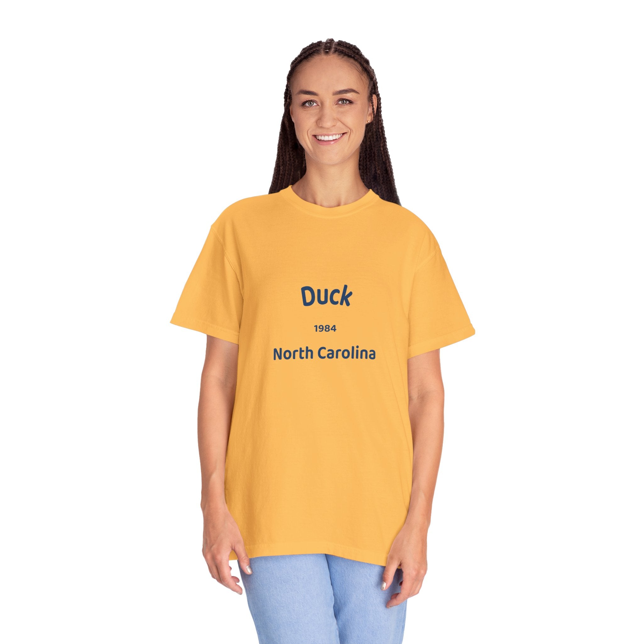 Garment-Dyed T-Shirt with Duck North Carolina Design, Casual Tee, Unisex Fashion, Birthday Gift, Summer Style, Unique Souvenir