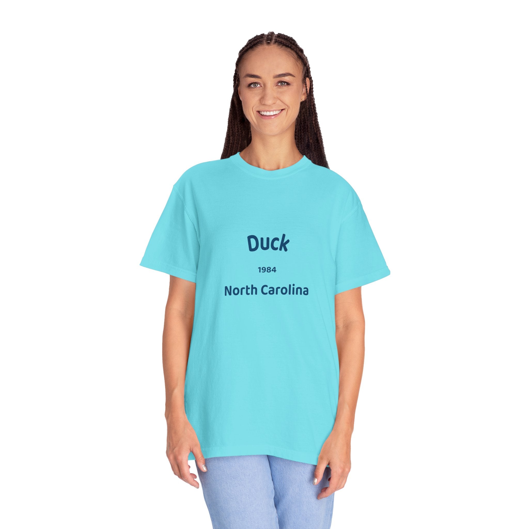 Garment-Dyed T-Shirt with Duck North Carolina Design, Casual Tee, Unisex Fashion, Birthday Gift, Summer Style, Unique Souvenir