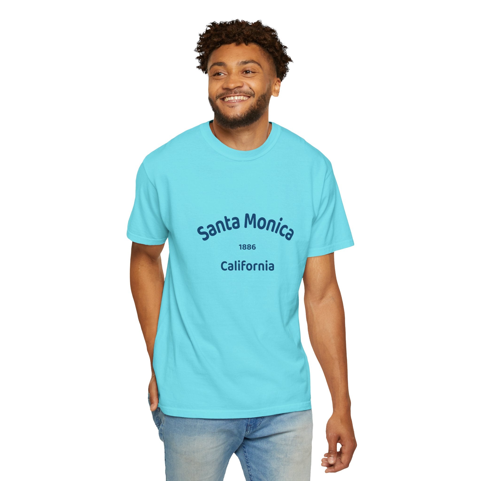Santa Monica Garment-Dyed T-Shirt, Unisex Casual Wear, Beach Vacation Tee, Coastal Destination Apparel, Summer Souvenir