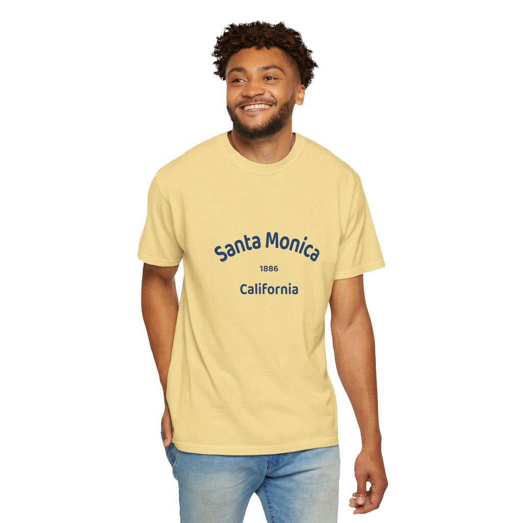 Santa Monica Garment-Dyed T-Shirt, Unisex Casual Wear, Beach Vacation Tee, Coastal Destination Apparel, Summer Souvenir