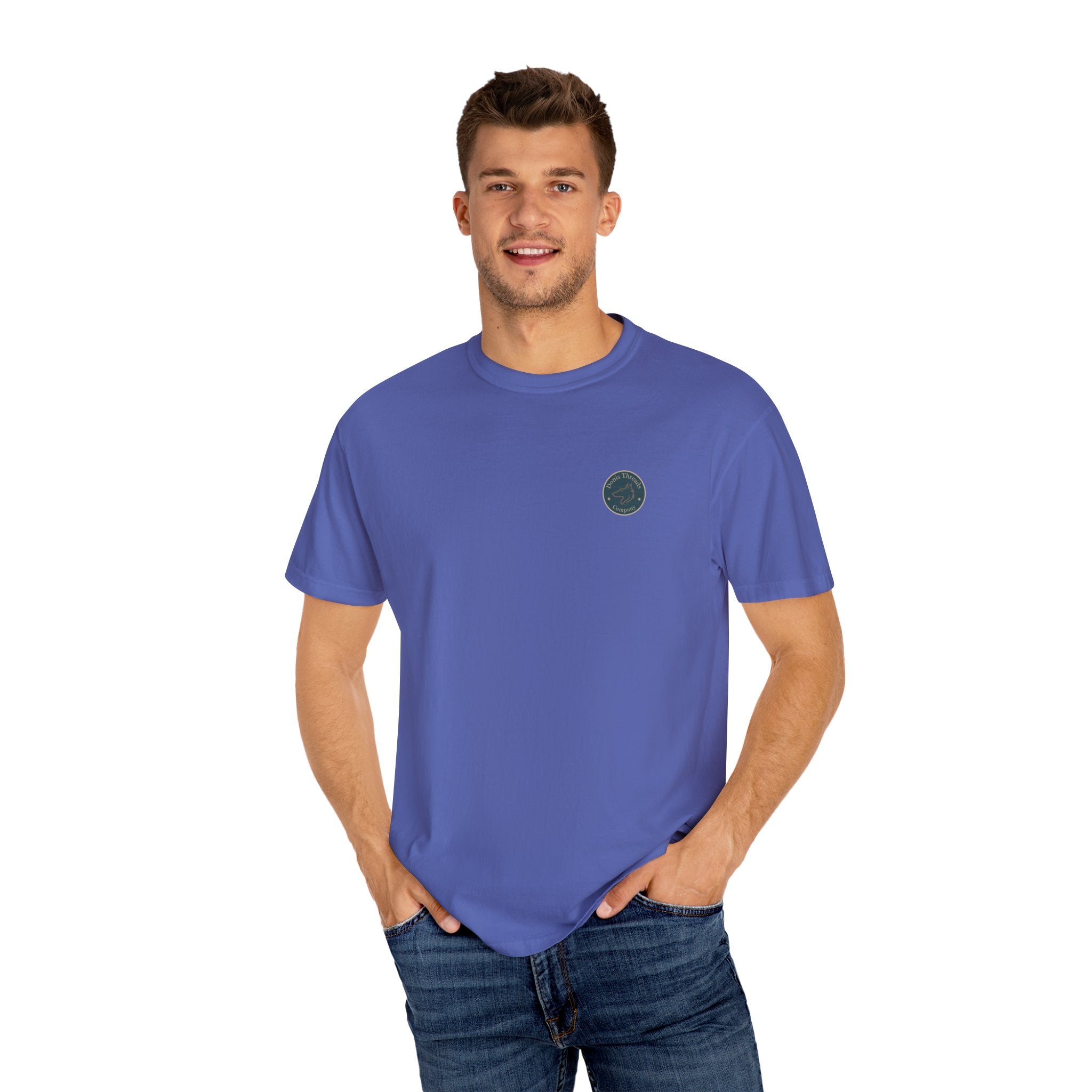 Donis Threads Company Logo, Garment-Dyed T-Shirt, Unisex Casual Tee, Soft Cotton Tee, Vintage Style Shirt, Everyday Wear, Eco-Friendly Apparel