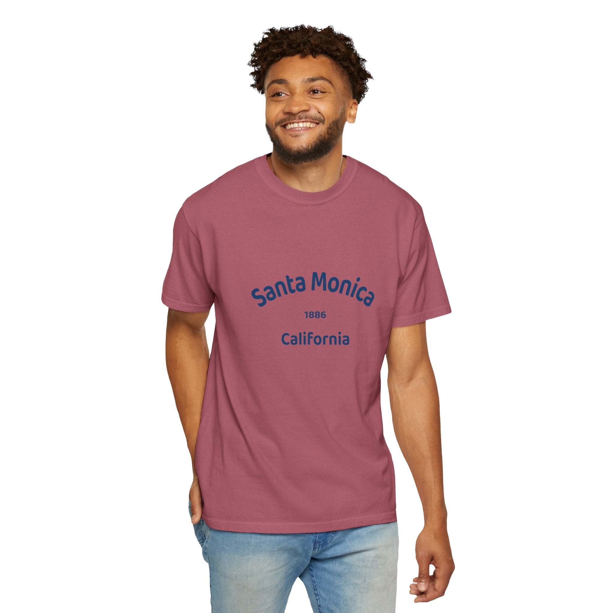 Santa Monica Garment-Dyed T-Shirt, Unisex Casual Wear, Beach Vacation Tee, Coastal Destination Apparel, Summer Souvenir