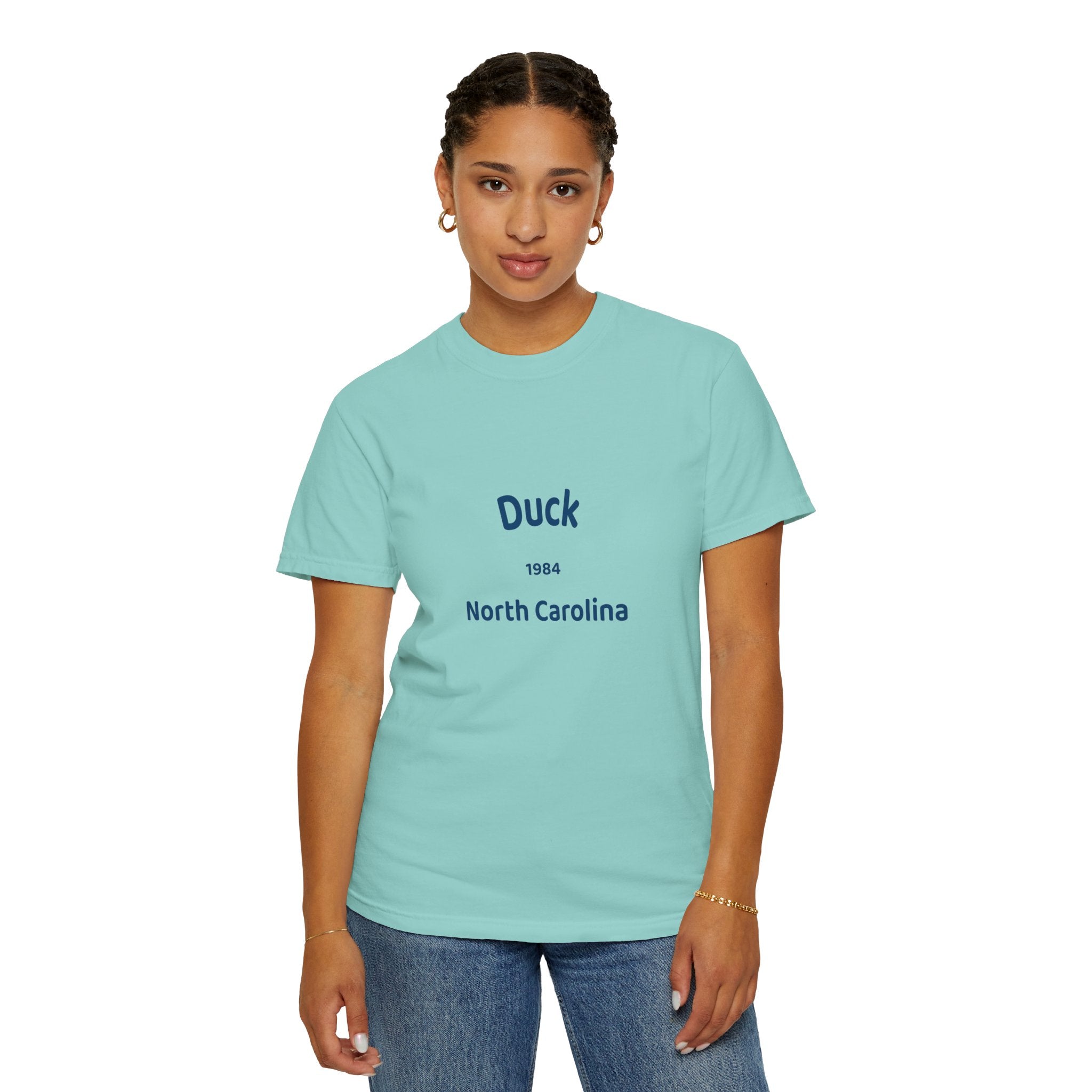 Garment-Dyed T-Shirt with Duck North Carolina Design, Casual Tee, Unisex Fashion, Birthday Gift, Summer Style, Unique Souvenir