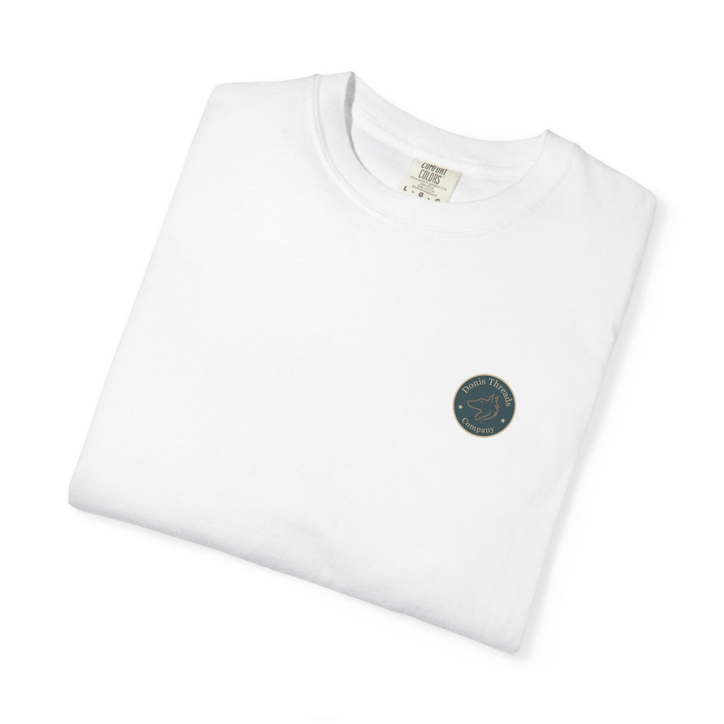 Donis Threads Company Logo, Garment-Dyed T-Shirt, Unisex Casual Tee, Soft Cotton Tee, Vintage Style Shirt, Everyday Wear, Eco-Friendly Apparel