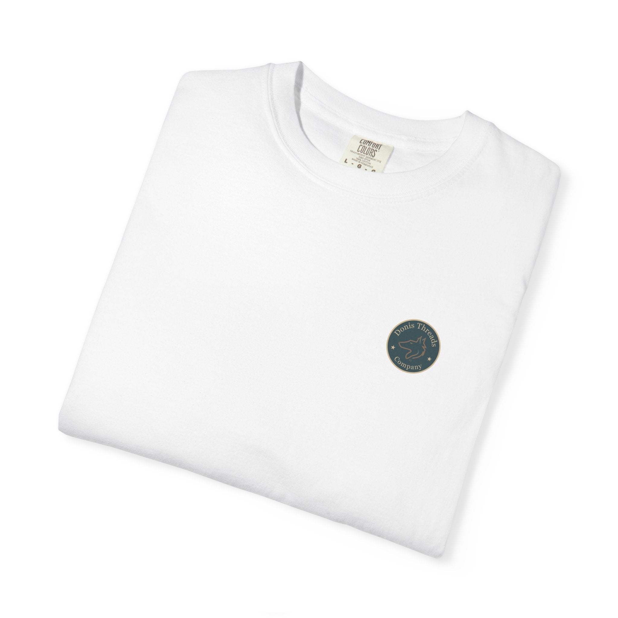Donis Threads Company Logo, Garment-Dyed T-Shirt, Unisex Casual Tee, Soft Cotton Tee, Vintage Style Shirt, Everyday Wear, Eco-Friendly Apparel