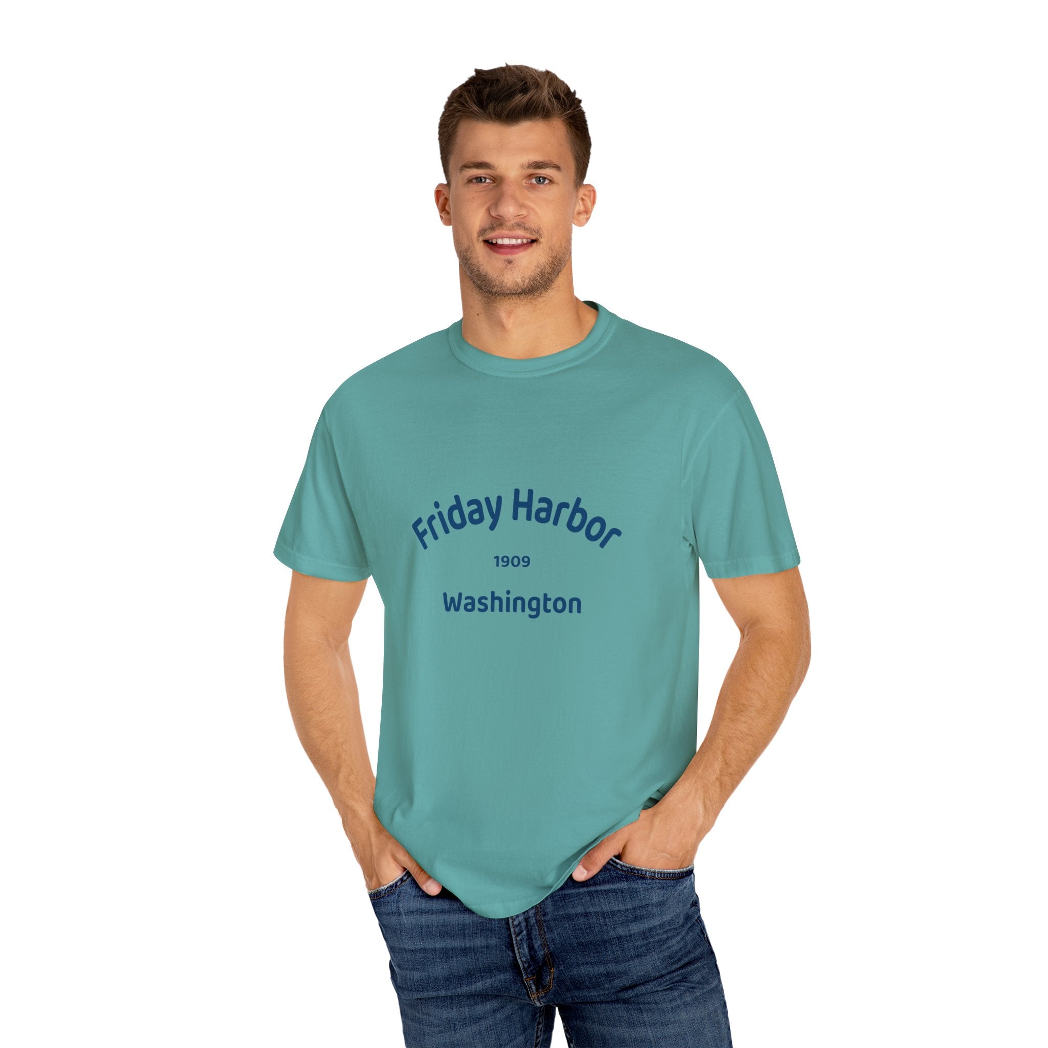 Friday Harbor Unisex Garment-Dyed T-shirt, Casual Wear, Travel Souvenir, Gift for Him/Her, Vintage Style Tee
