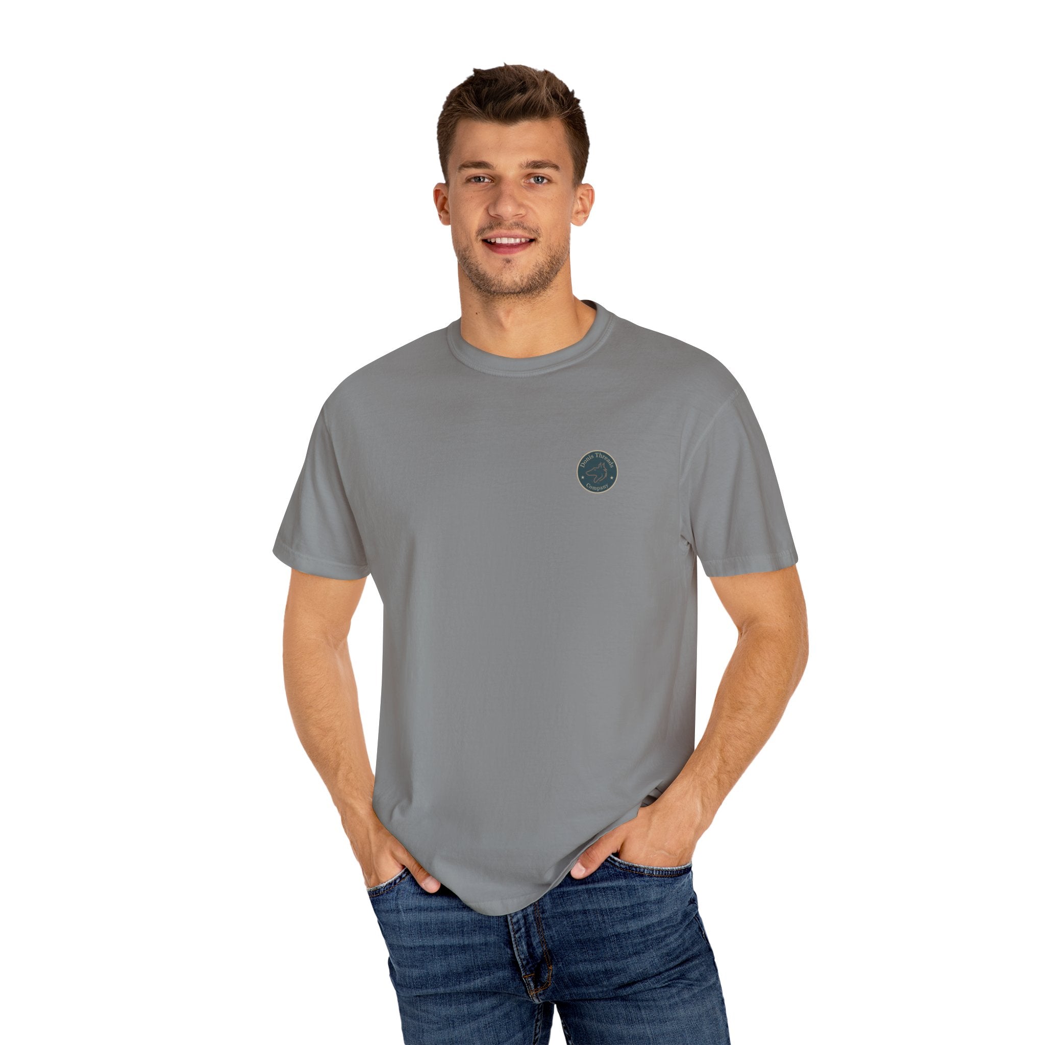 Donis Threads Company Logo, Garment-Dyed T-Shirt, Unisex Casual Tee, Soft Cotton Tee, Vintage Style Shirt, Everyday Wear, Eco-Friendly Apparel
