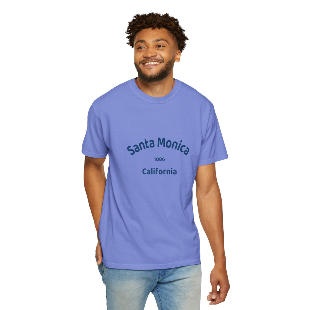 Santa Monica Garment-Dyed T-Shirt, Unisex Casual Wear, Beach Vacation Tee, Coastal Destination Apparel, Summer Souvenir