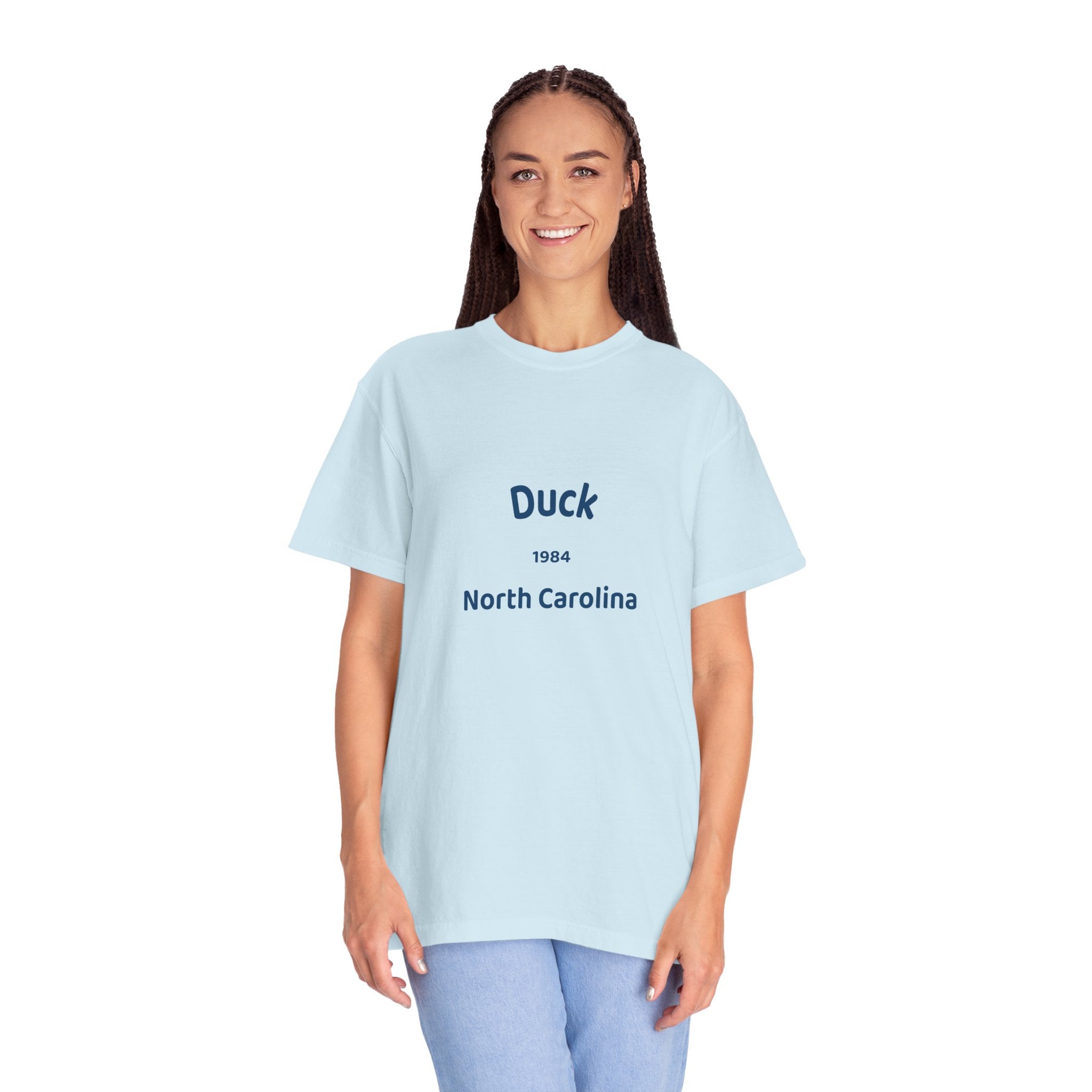 Garment-Dyed T-Shirt with Duck North Carolina Design, Casual Tee, Unisex Fashion, Birthday Gift, Summer Style, Unique Souvenir