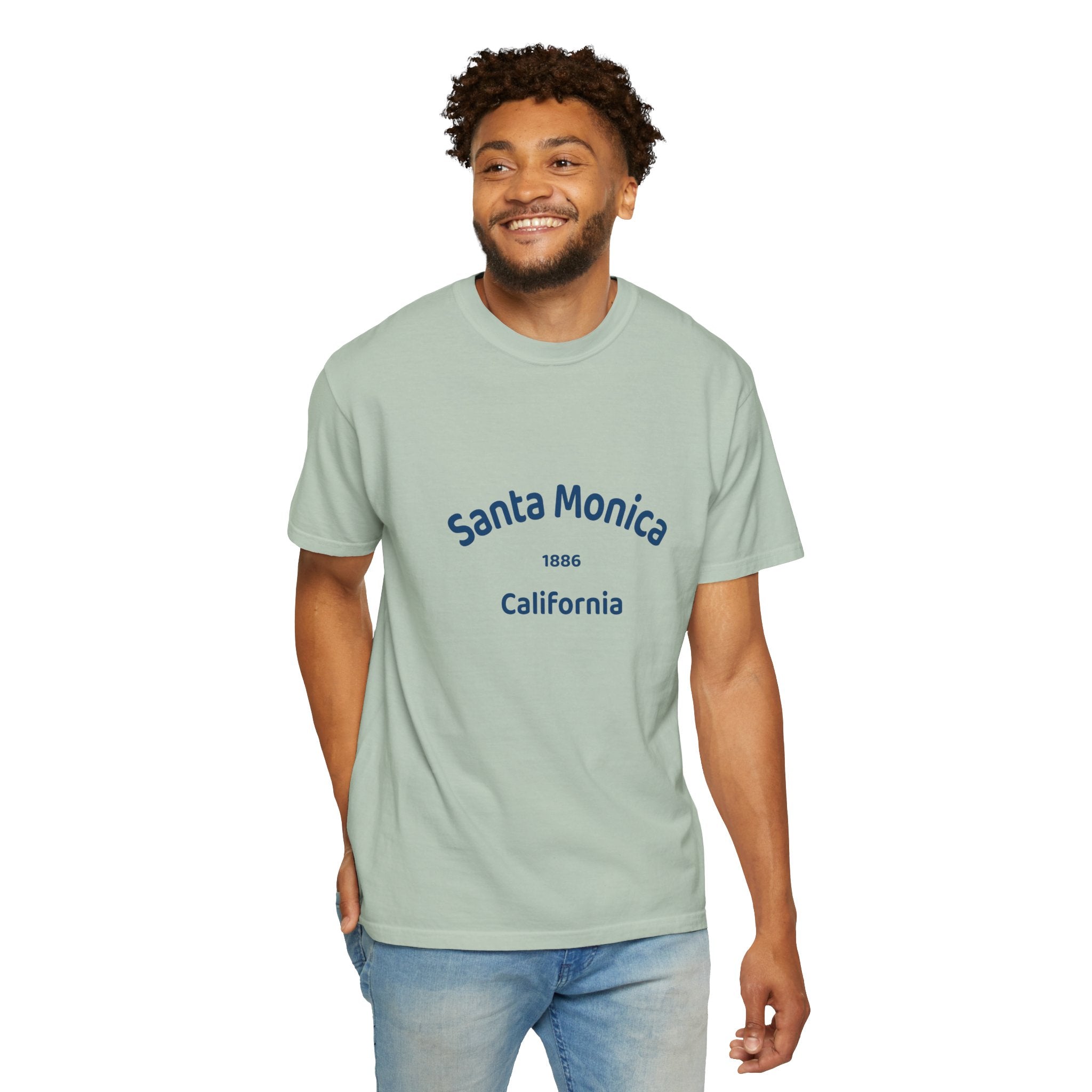 Santa Monica Garment-Dyed T-Shirt, Unisex Casual Wear, Beach Vacation Tee, Coastal Destination Apparel, Summer Souvenir