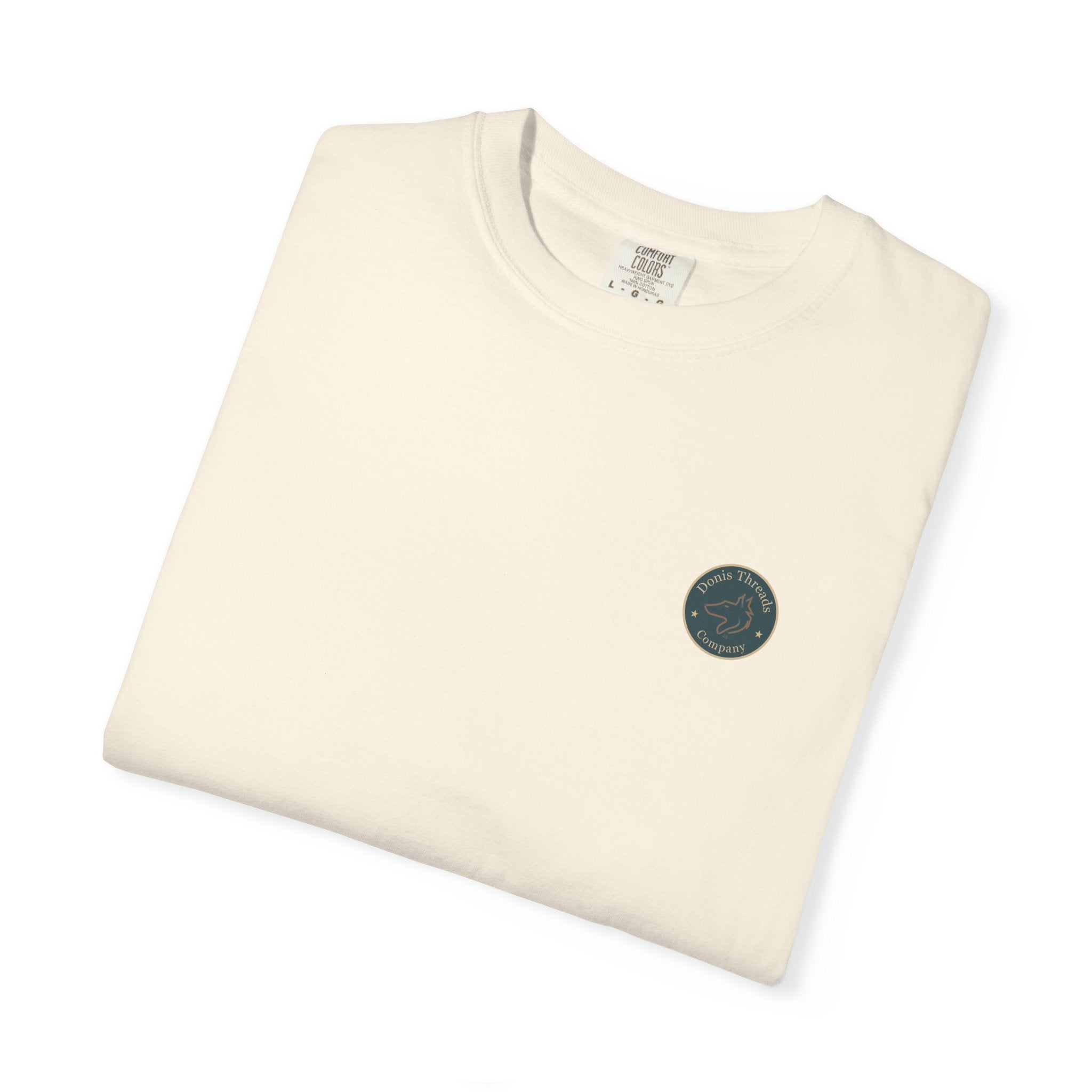 Donis Threads Company Logo, Garment-Dyed T-Shirt, Unisex Casual Tee, Soft Cotton Tee, Vintage Style Shirt, Everyday Wear, Eco-Friendly Apparel
