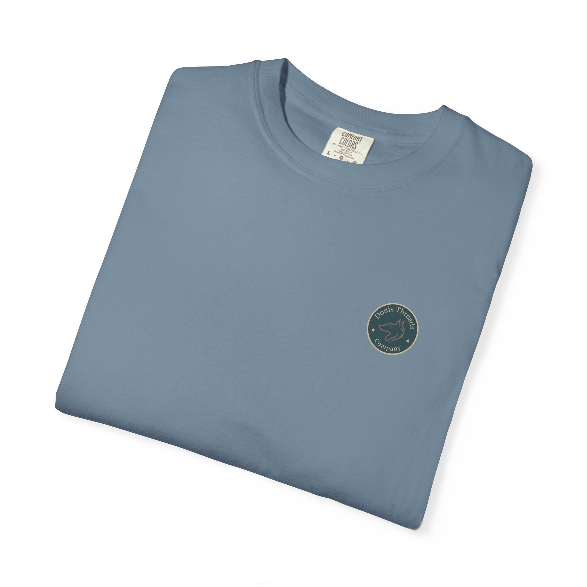 Donis Threads Company Logo, Garment-Dyed T-Shirt, Unisex Casual Tee, Soft Cotton Tee, Vintage Style Shirt, Everyday Wear, Eco-Friendly Apparel