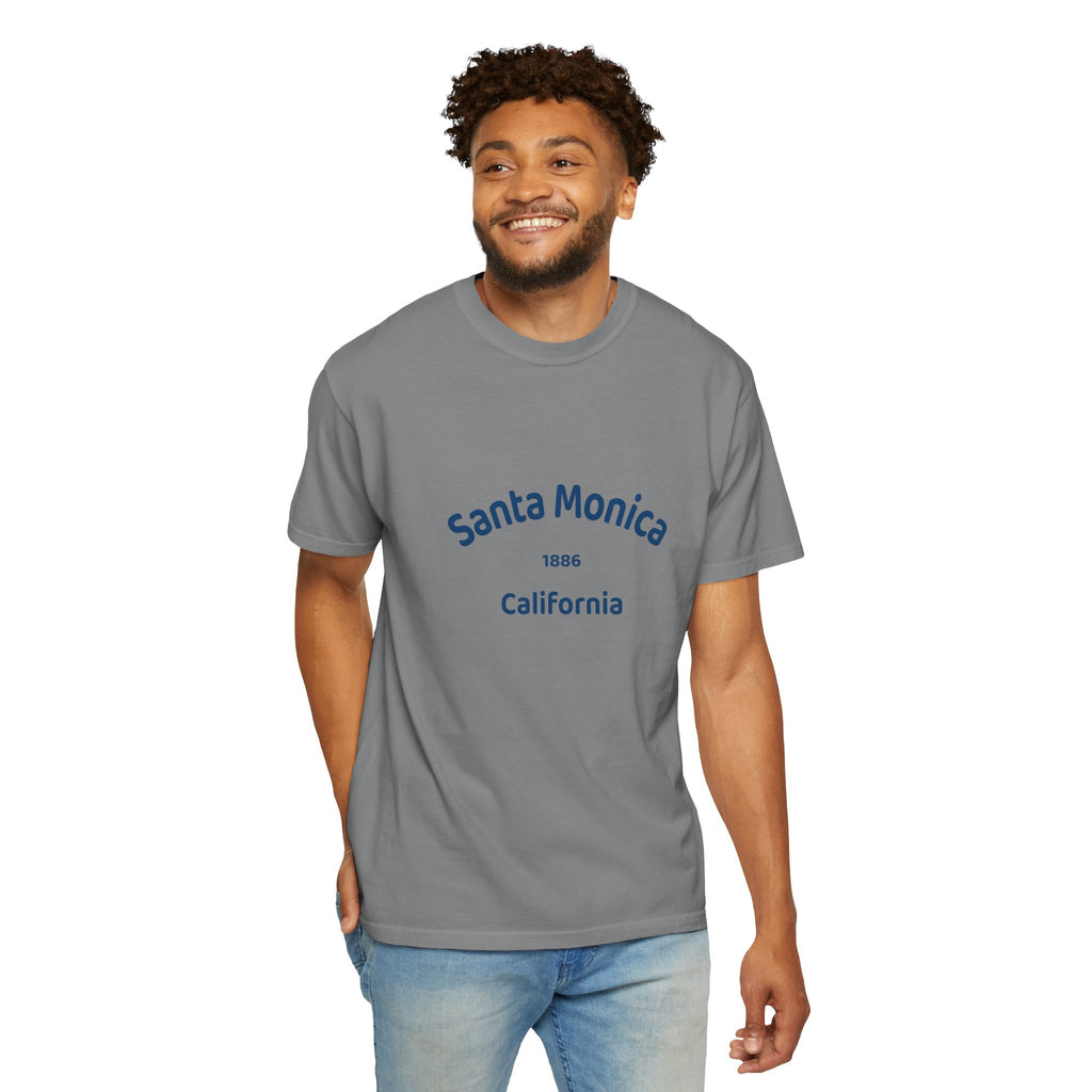 Santa Monica Garment-Dyed T-Shirt, Unisex Casual Wear, Beach Vacation Tee, Coastal Destination Apparel, Summer Souvenir