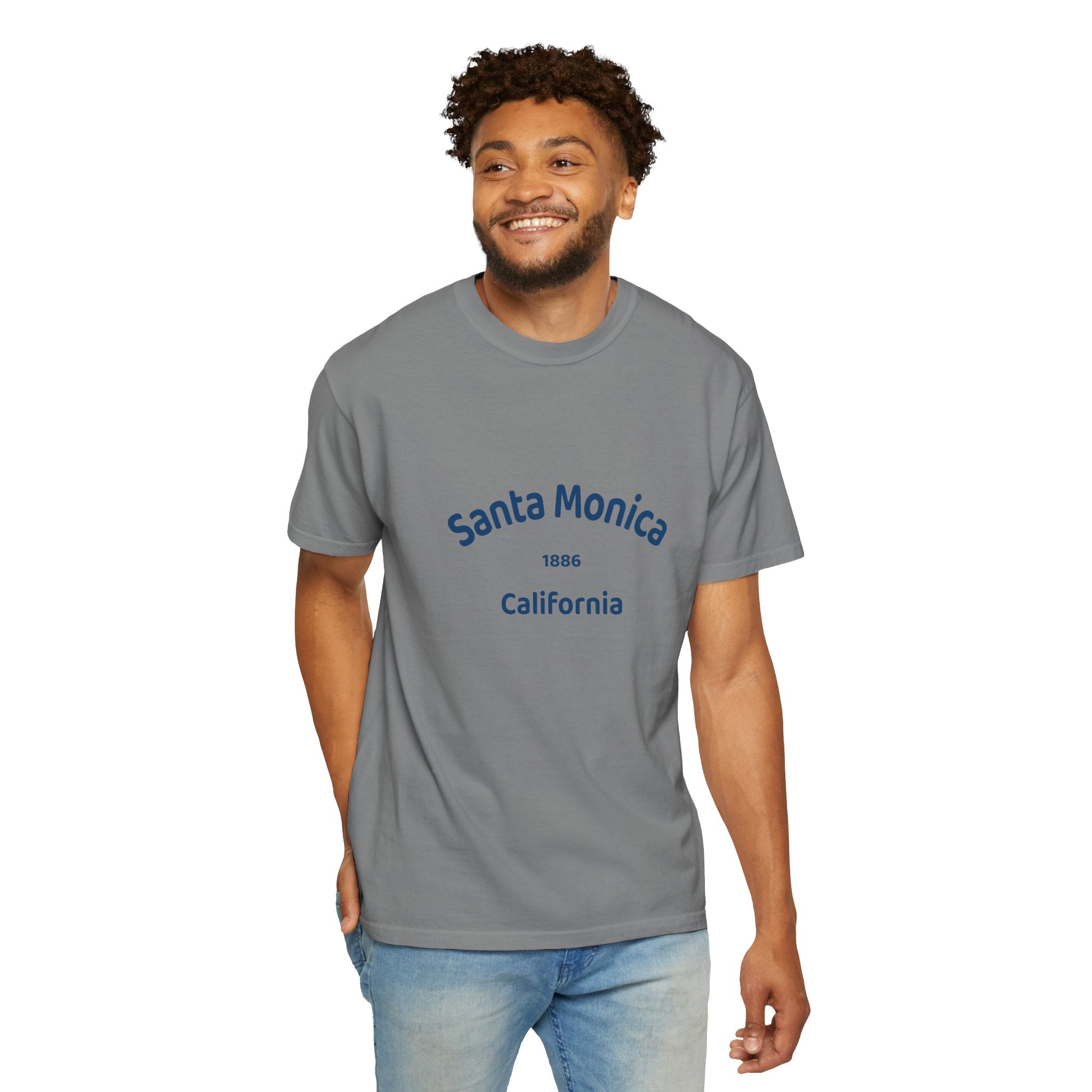 Santa Monica Garment-Dyed T-Shirt, Unisex Casual Wear, Beach Vacation Tee, Coastal Destination Apparel, Summer Souvenir