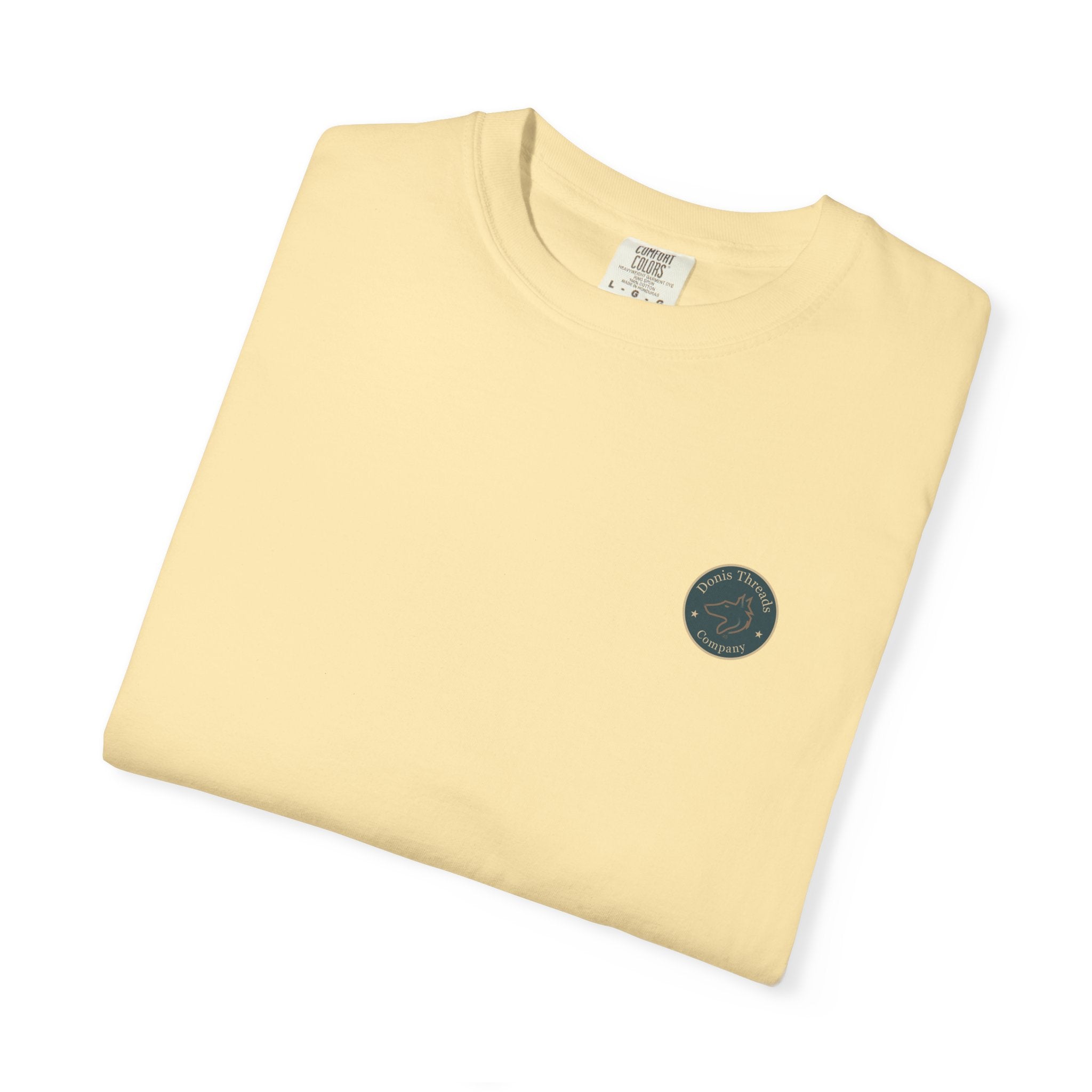Donis Threads Company Logo, Garment-Dyed T-Shirt, Unisex Casual Tee, Soft Cotton Tee, Vintage Style Shirt, Everyday Wear, Eco-Friendly Apparel