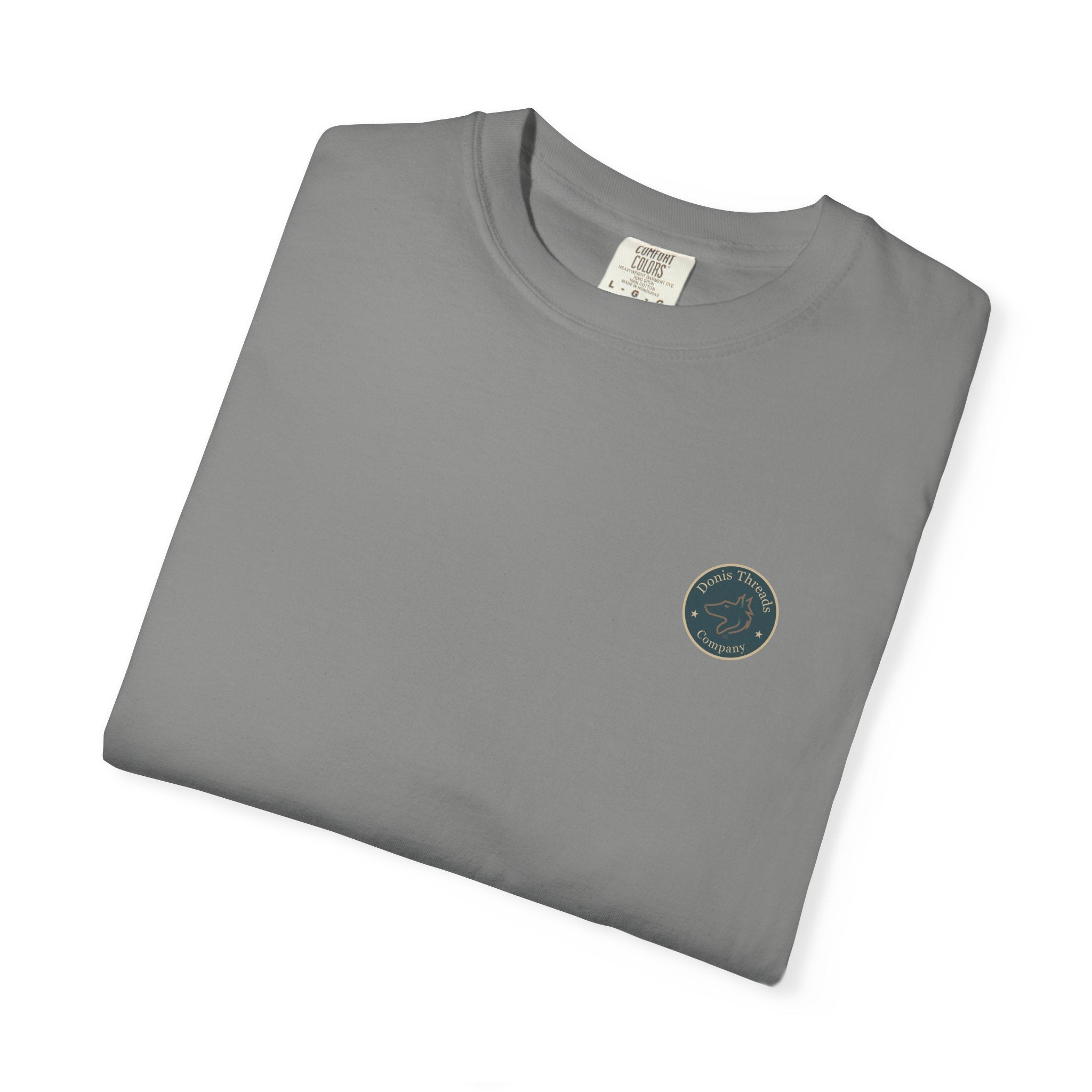 Donis Threads Company Logo, Garment-Dyed T-Shirt, Unisex Casual Tee, Soft Cotton Tee, Vintage Style Shirt, Everyday Wear, Eco-Friendly Apparel