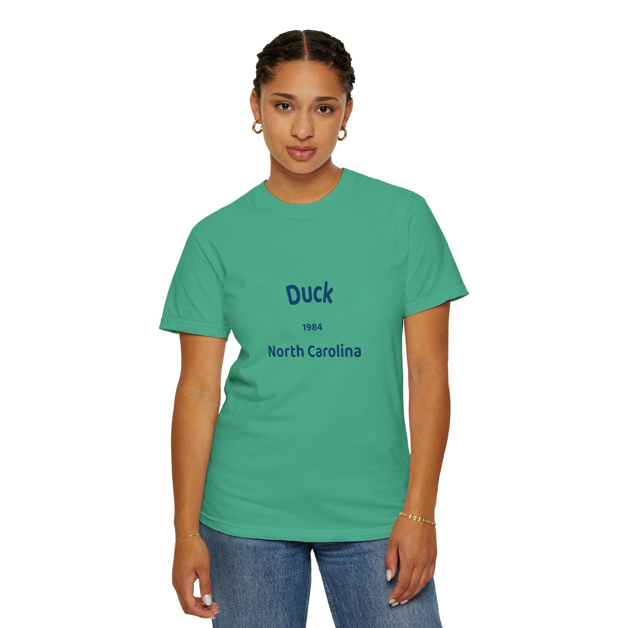 Garment-Dyed T-Shirt with Duck North Carolina Design, Casual Tee, Unisex Fashion, Birthday Gift, Summer Style, Unique Souvenir