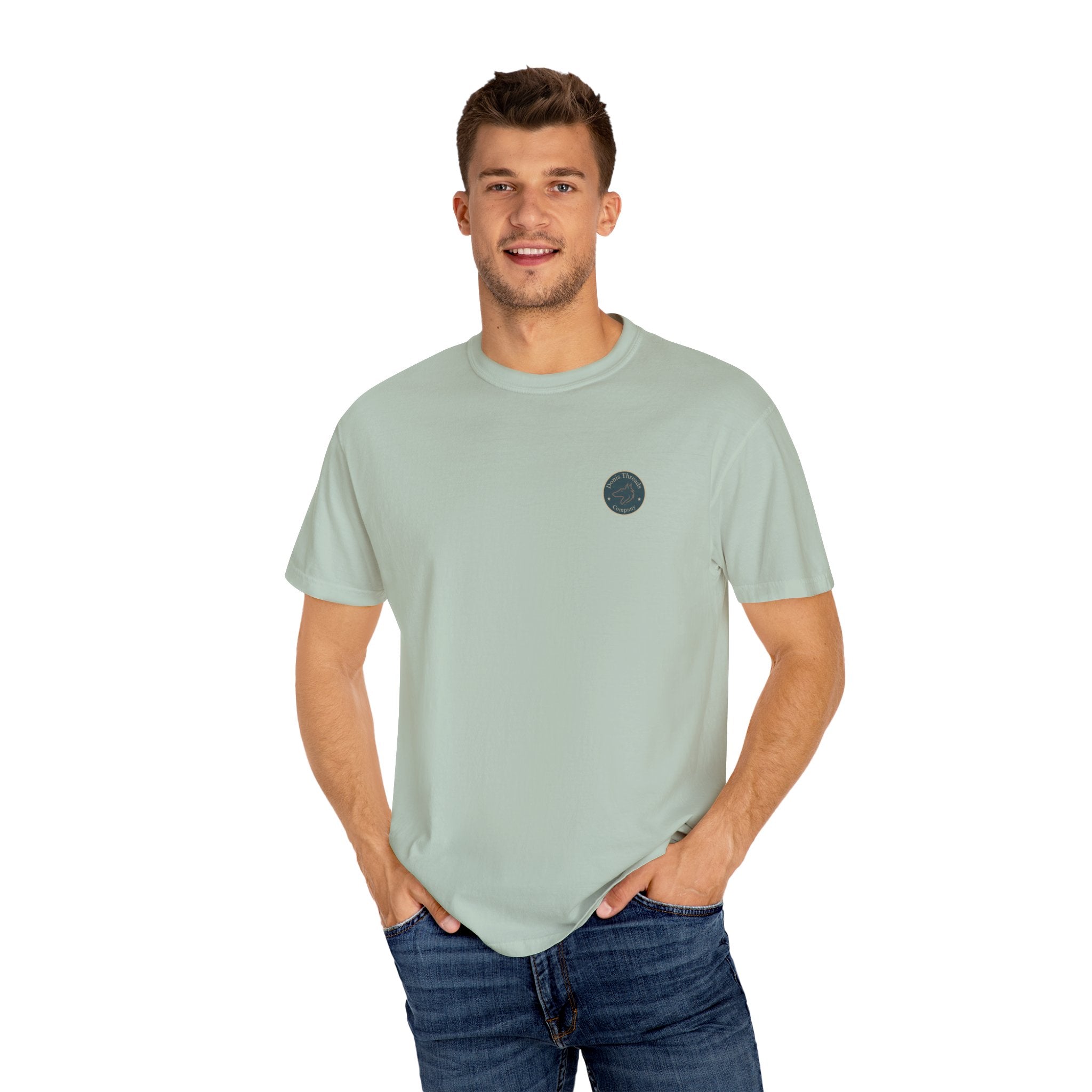 Donis Threads Company Logo, Garment-Dyed T-Shirt, Unisex Casual Tee, Soft Cotton Tee, Vintage Style Shirt, Everyday Wear, Eco-Friendly Apparel