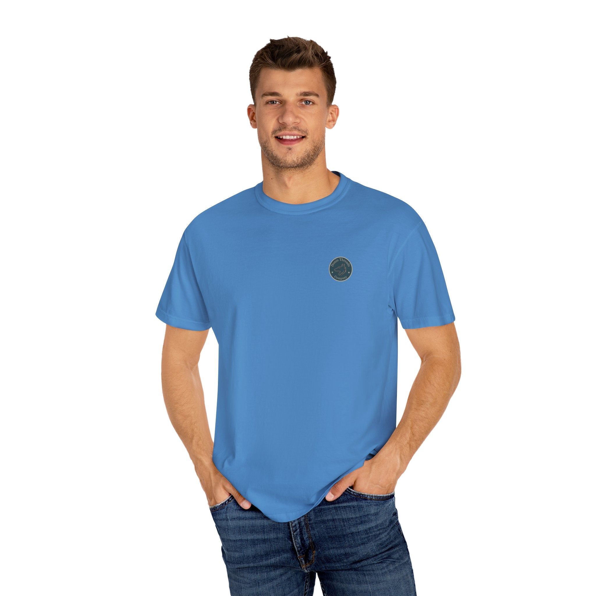 Donis Threads Company Logo, Garment-Dyed T-Shirt, Unisex Casual Tee, Soft Cotton Tee, Vintage Style Shirt, Everyday Wear, Eco-Friendly Apparel
