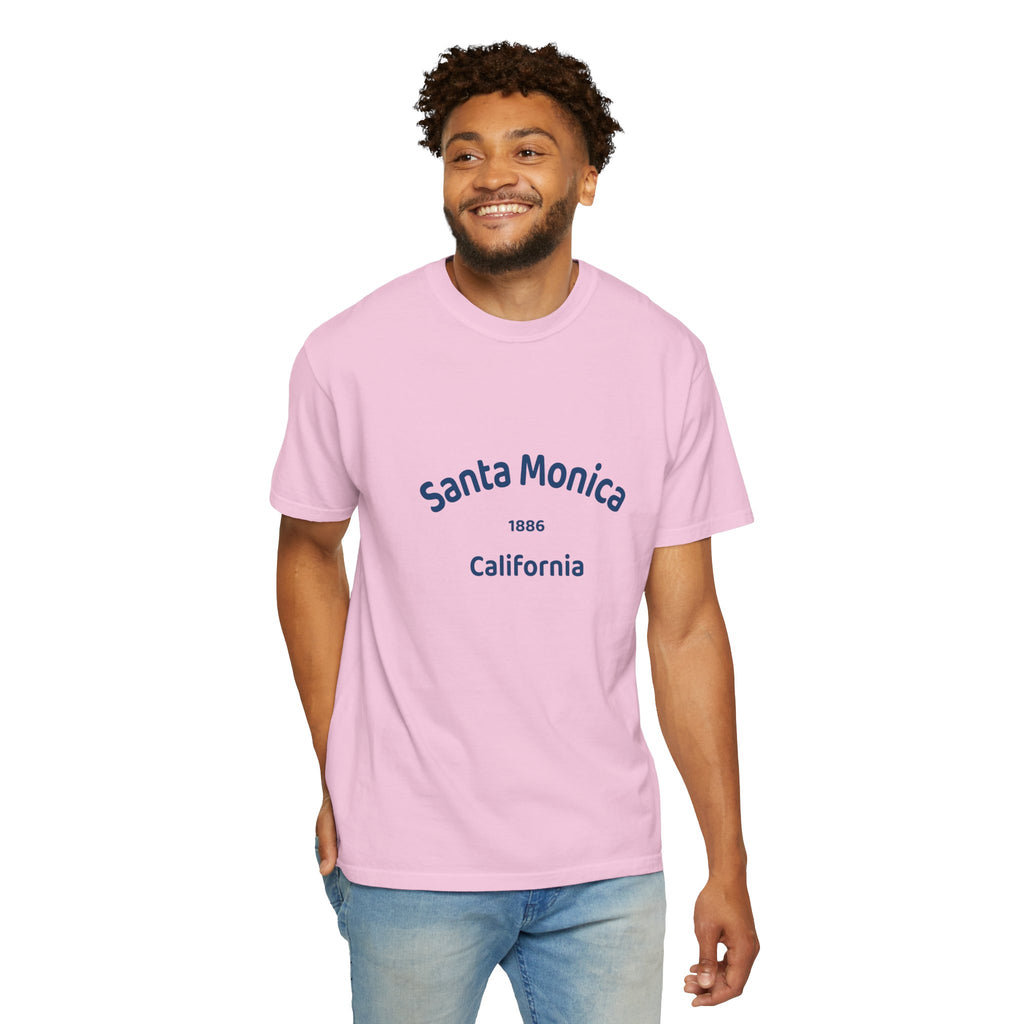 Santa Monica Garment-Dyed T-Shirt, Unisex Casual Wear, Beach Vacation Tee, Coastal Destination Apparel, Summer Souvenir